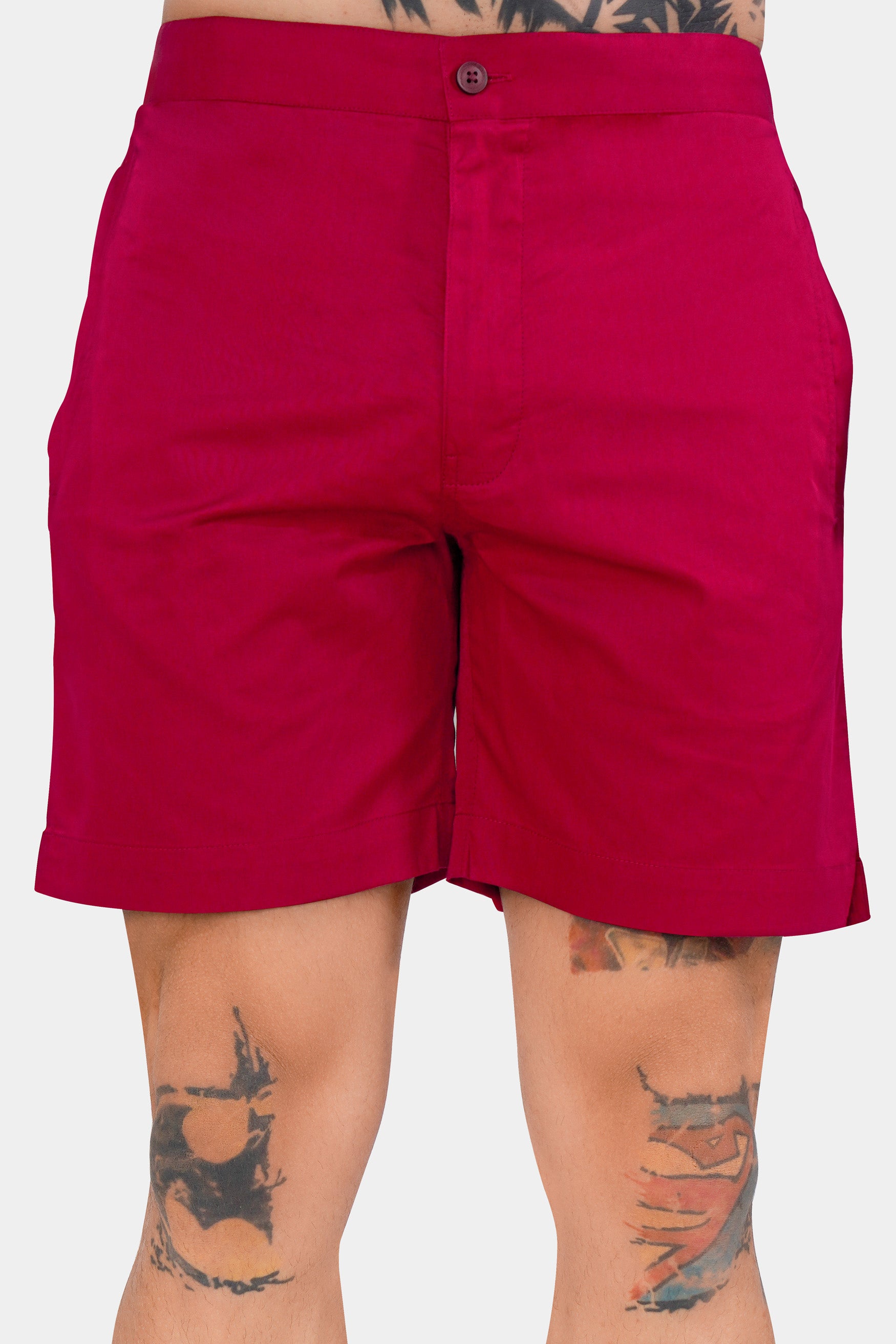 Shiraz Red Subtle Sheen Super Soft Premium Cotton Shorts