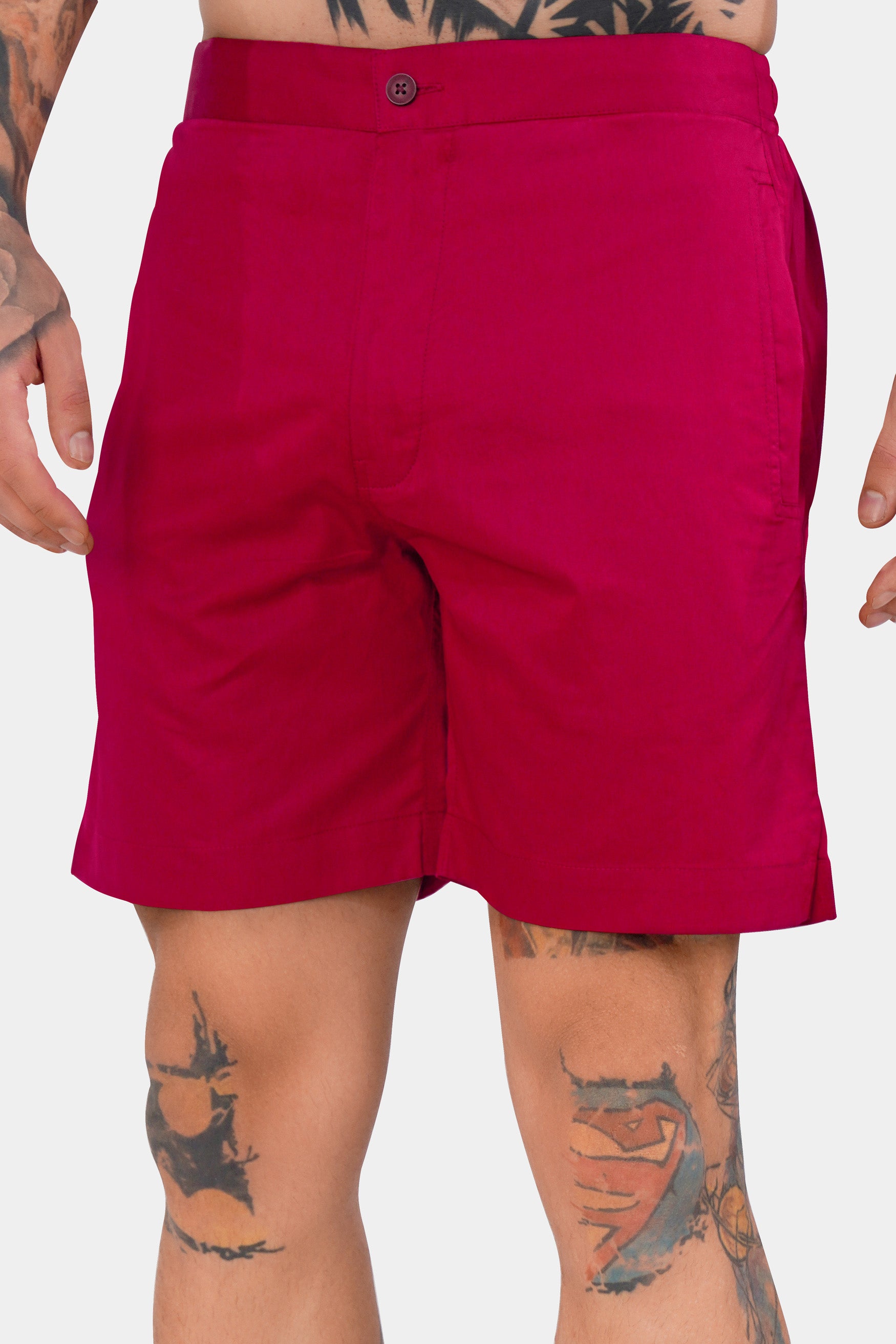 Shiraz Red Subtle Sheen Super Soft Premium Cotton Shorts