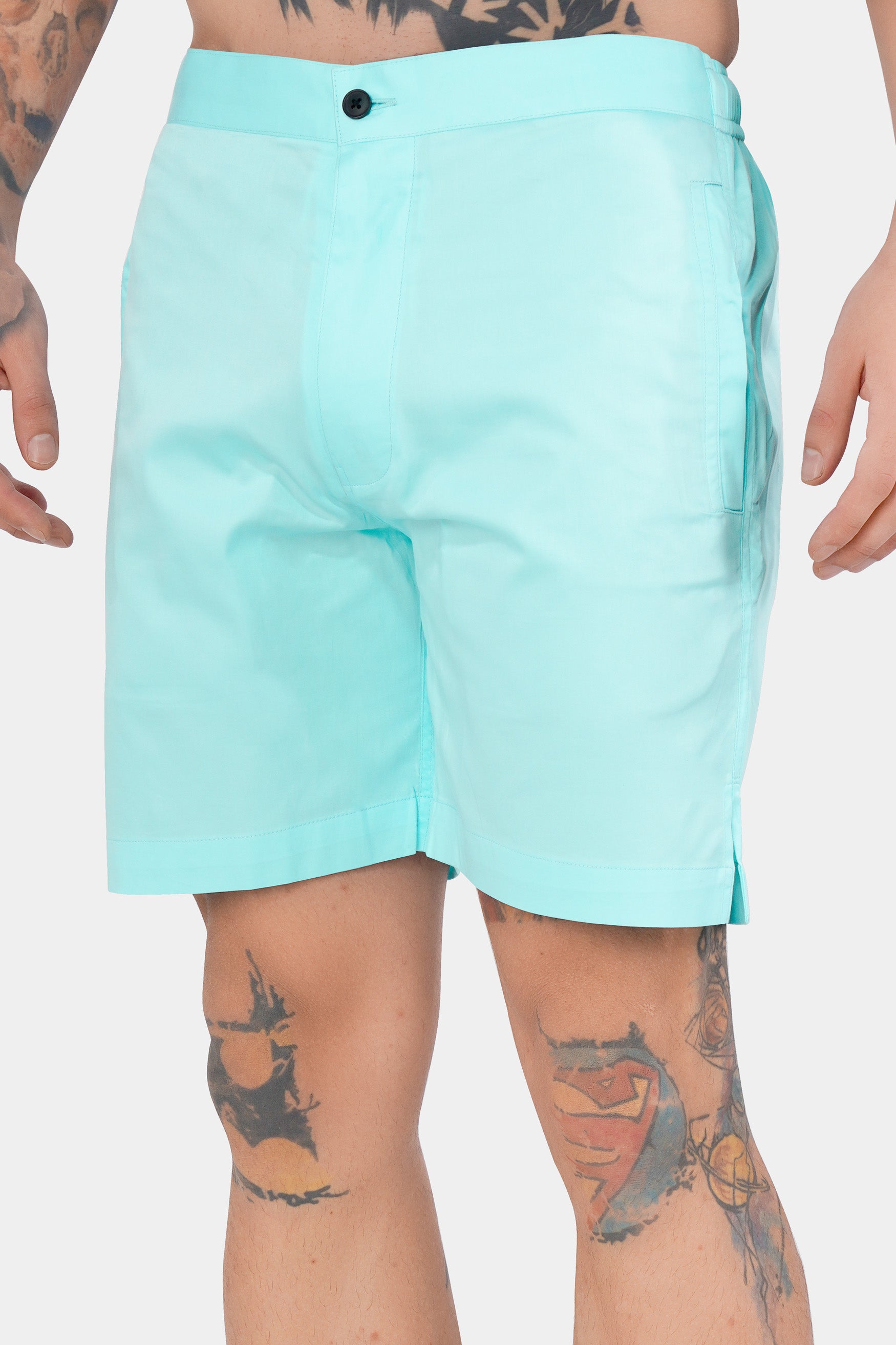 Cyan Blue Subtle Sheen Super Soft Premium Cotton Shorts SR307-28,  SR307-30,  SR307-32,  SR307-34,  SR307-36,  SR307-38,  SR307-40,  SR307-42,  SR307-44