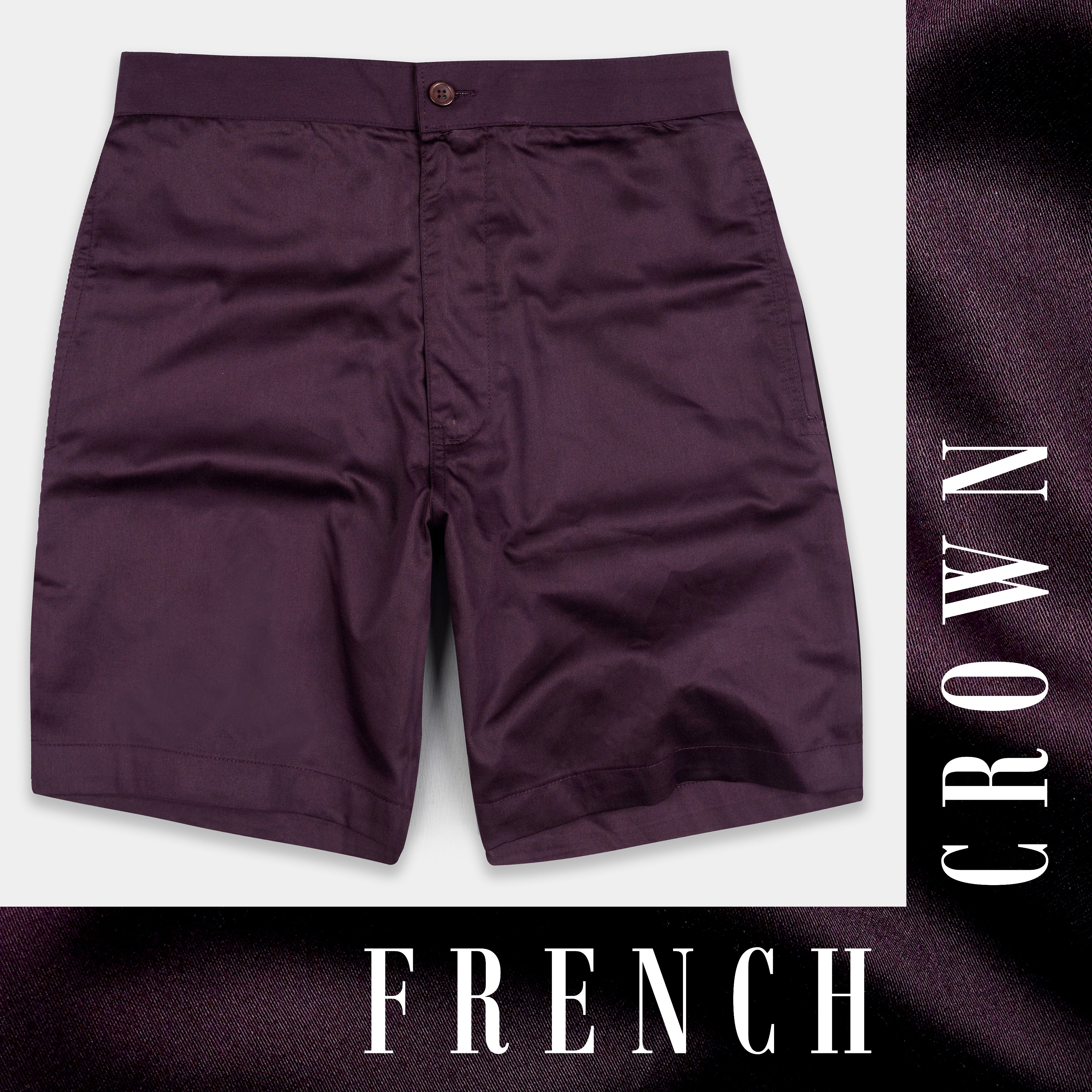 Tyrian Purple Subtle Sheen Super Soft Premium Cotton Shorts SR317-28,  SR317-30,  SR317-32,  SR317-34,  SR317-36,  SR317-38,  SR317-40,  SR317-42,  SR317-44