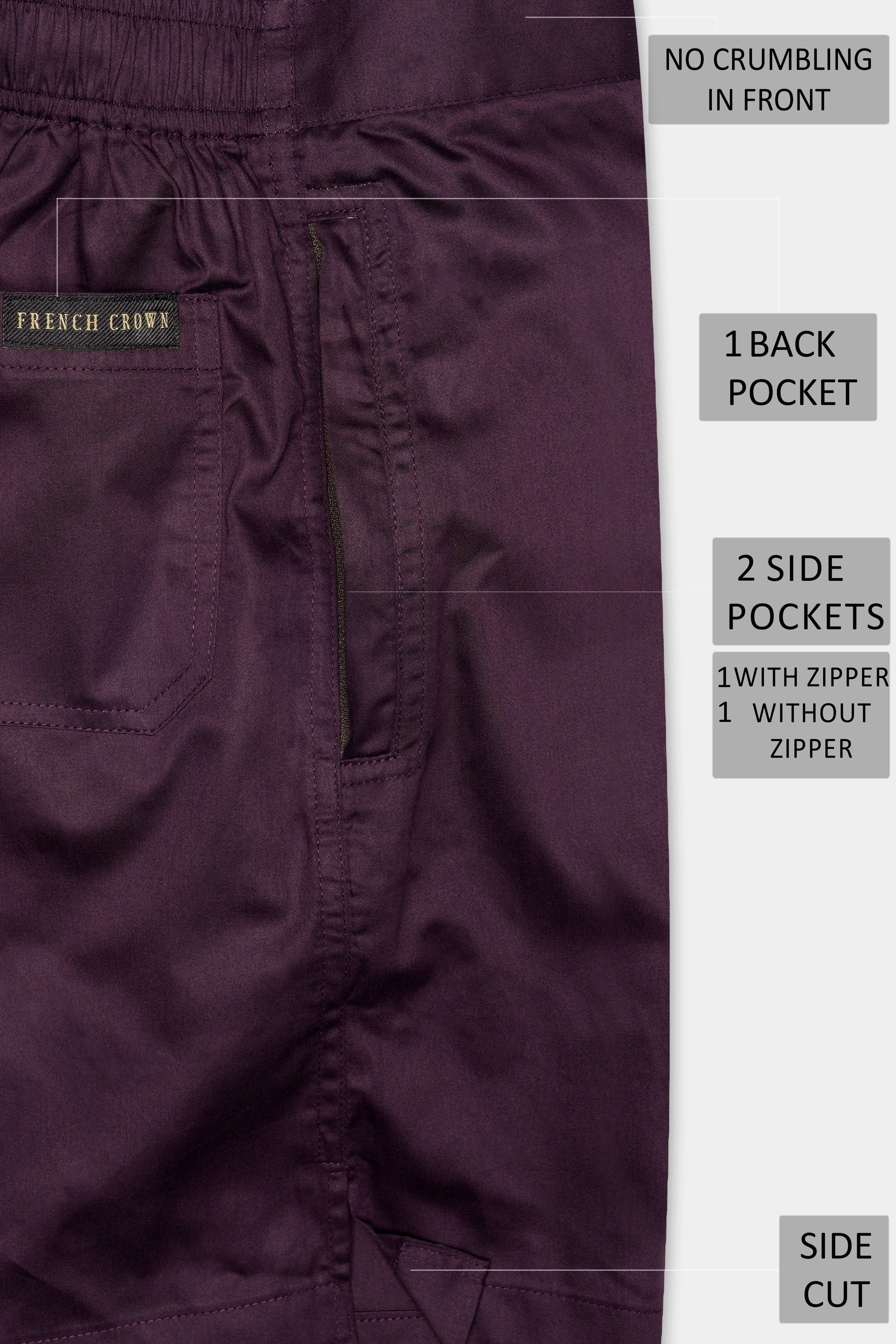 Tyrian Purple Subtle Sheen Super Soft Premium Cotton Shorts SR317-28,  SR317-30,  SR317-32,  SR317-34,  SR317-36,  SR317-38,  SR317-40,  SR317-42,  SR317-44