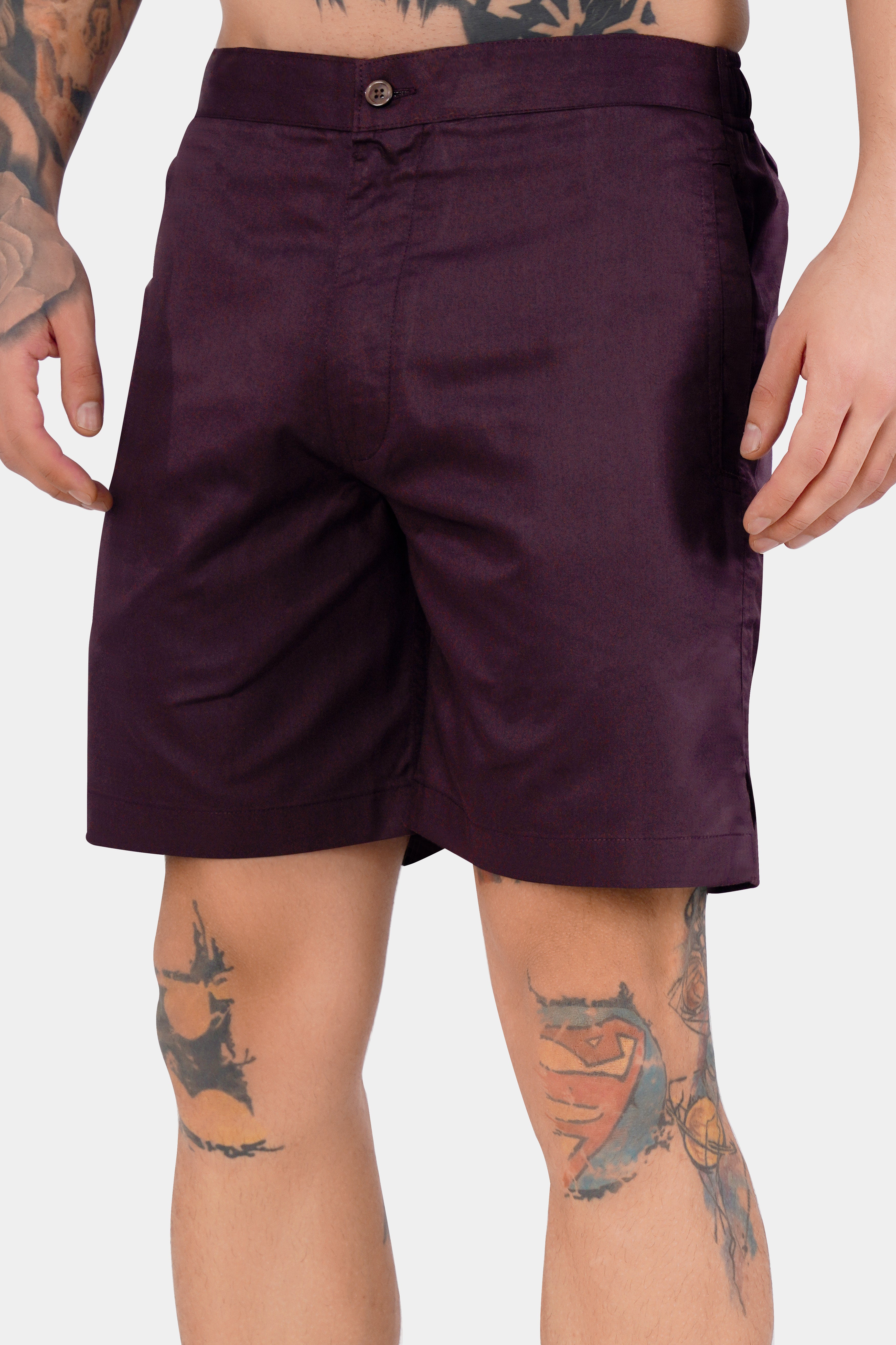 Tyrian Purple Subtle Sheen Super Soft Premium Cotton Shorts SR317-28,  SR317-30,  SR317-32,  SR317-34,  SR317-36,  SR317-38,  SR317-40,  SR317-42,  SR317-44