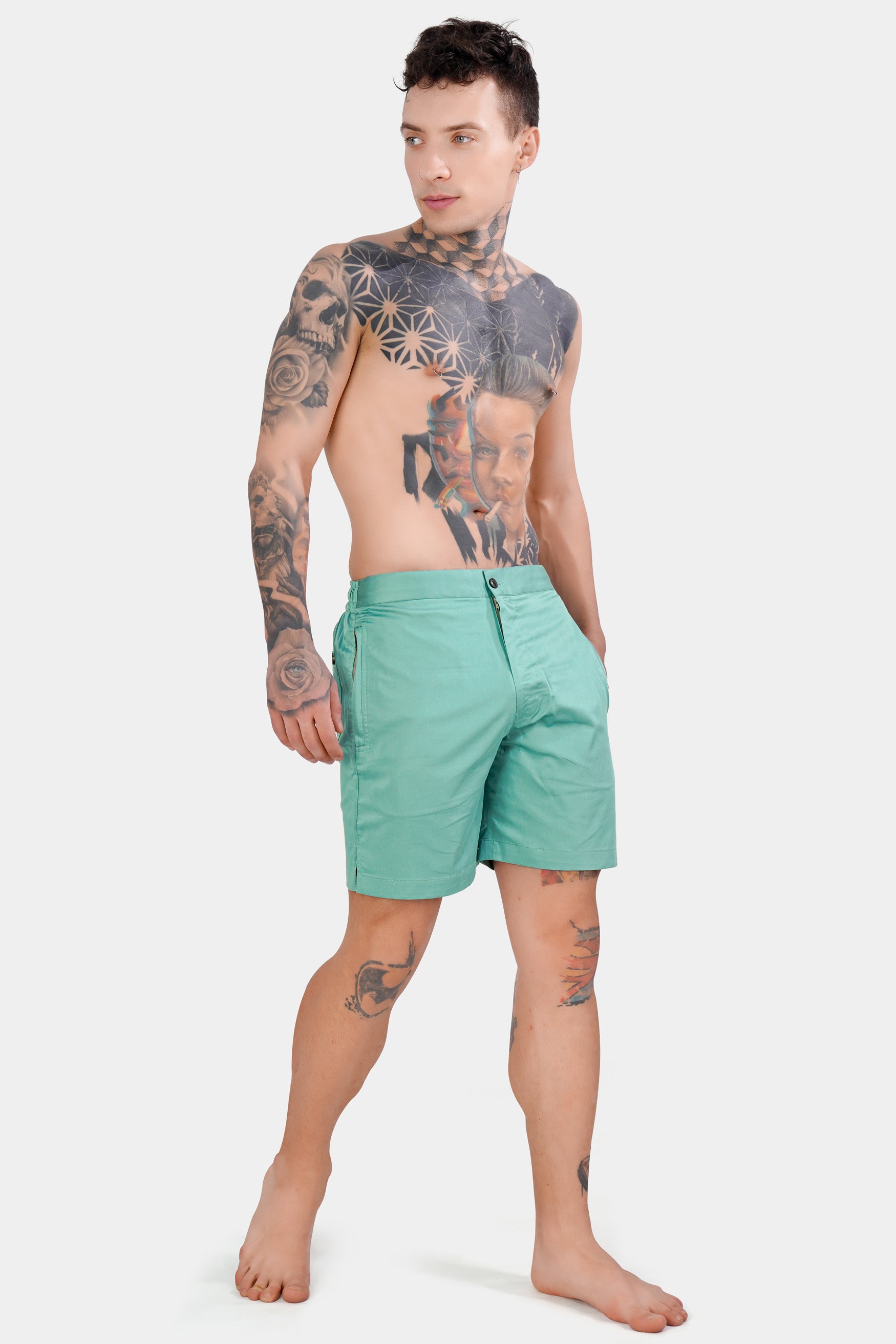 Nymph Green Subtle Sheen Super Soft Premium Cotton Shorts SR330-28,  SR330-30,  SR330-32,  SR330-34,  SR330-36,  SR330-38,  SR330-40,  SR330-42,  SR330-44