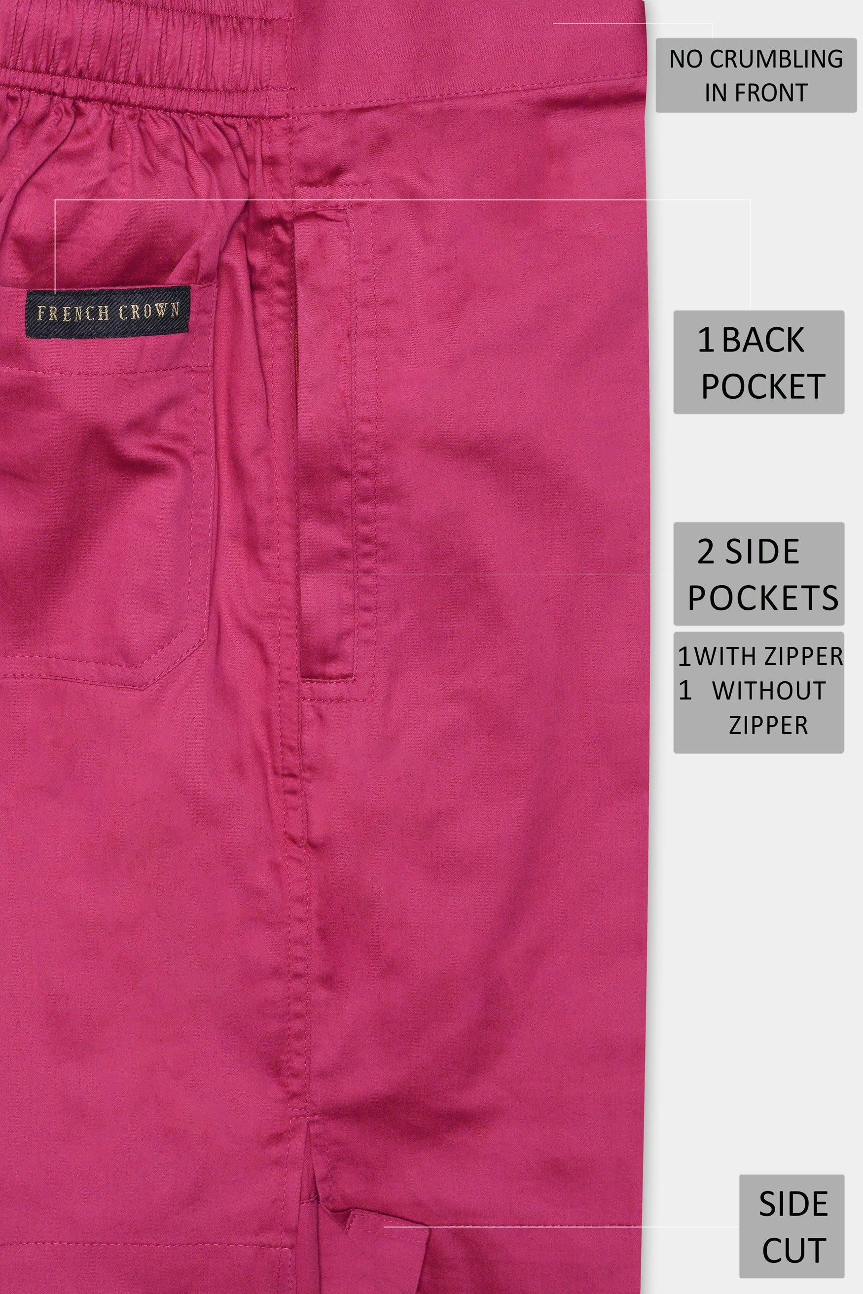 Hibiscus Pink Subtle Sheen Super Soft Premium Cotton Shorts SR333-28,  SR333-30,  SR333-32,  SR333-34,  SR333-36,  SR333-38,  SR333-40,  SR333-42,  SR333-44