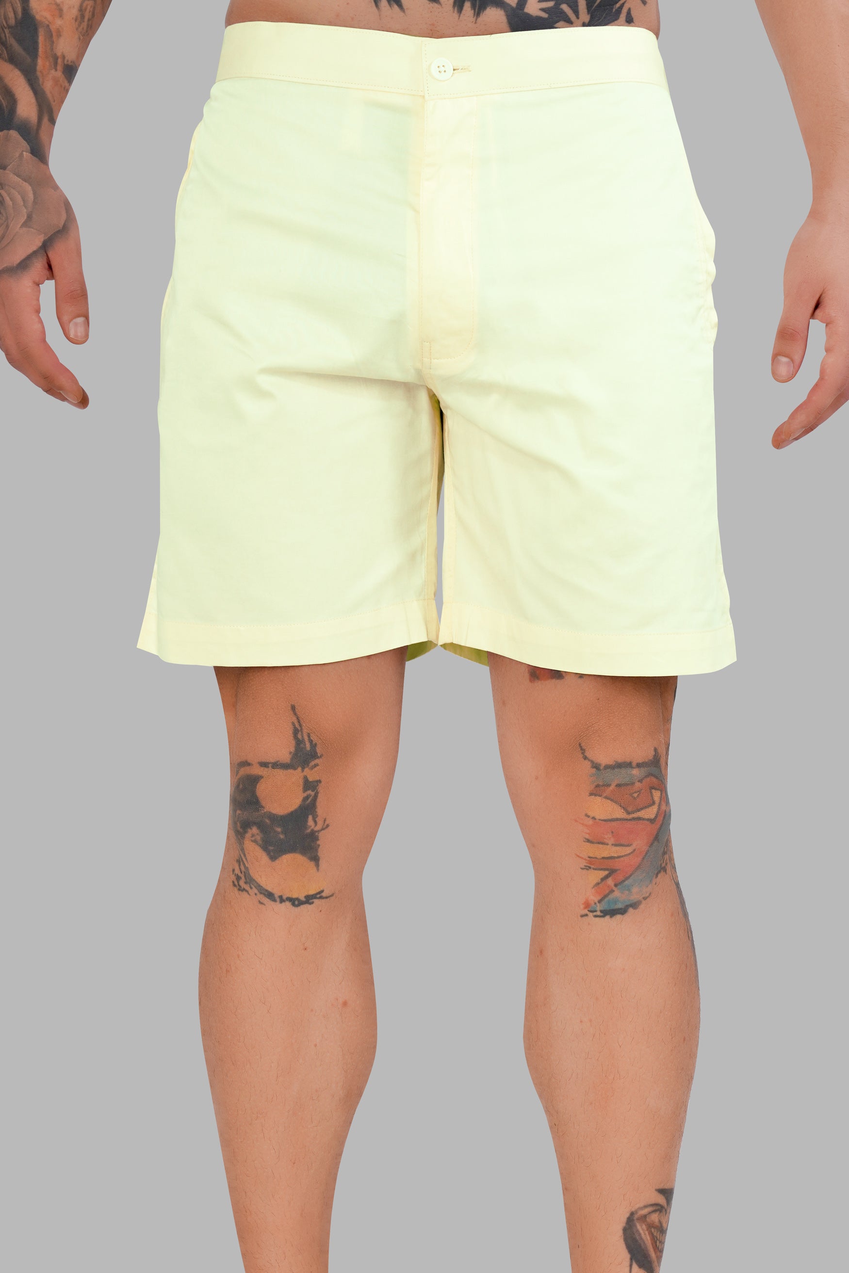 Bleach Yellow Subtle Sheen Super Soft Premium Cotton Shorts SR334-28,  SR334-30,  SR334-32,  SR334-34,  SR334-36,  SR334-38,  SR334-40,  SR334-42,  SR334-44