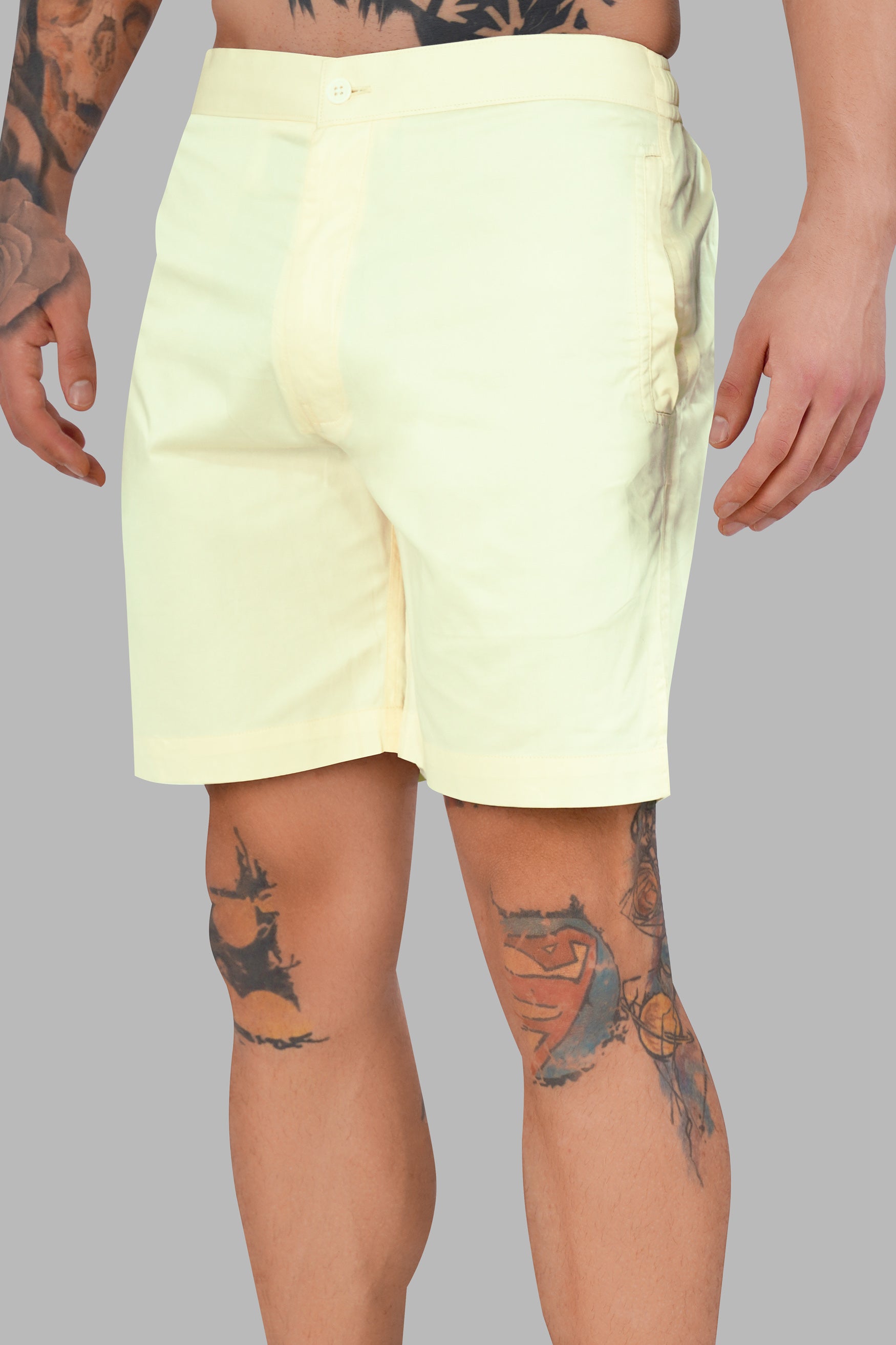 Bleach Yellow Subtle Sheen Super Soft Premium Cotton Shorts SR334-28,  SR334-30,  SR334-32,  SR334-34,  SR334-36,  SR334-38,  SR334-40,  SR334-42,  SR334-44