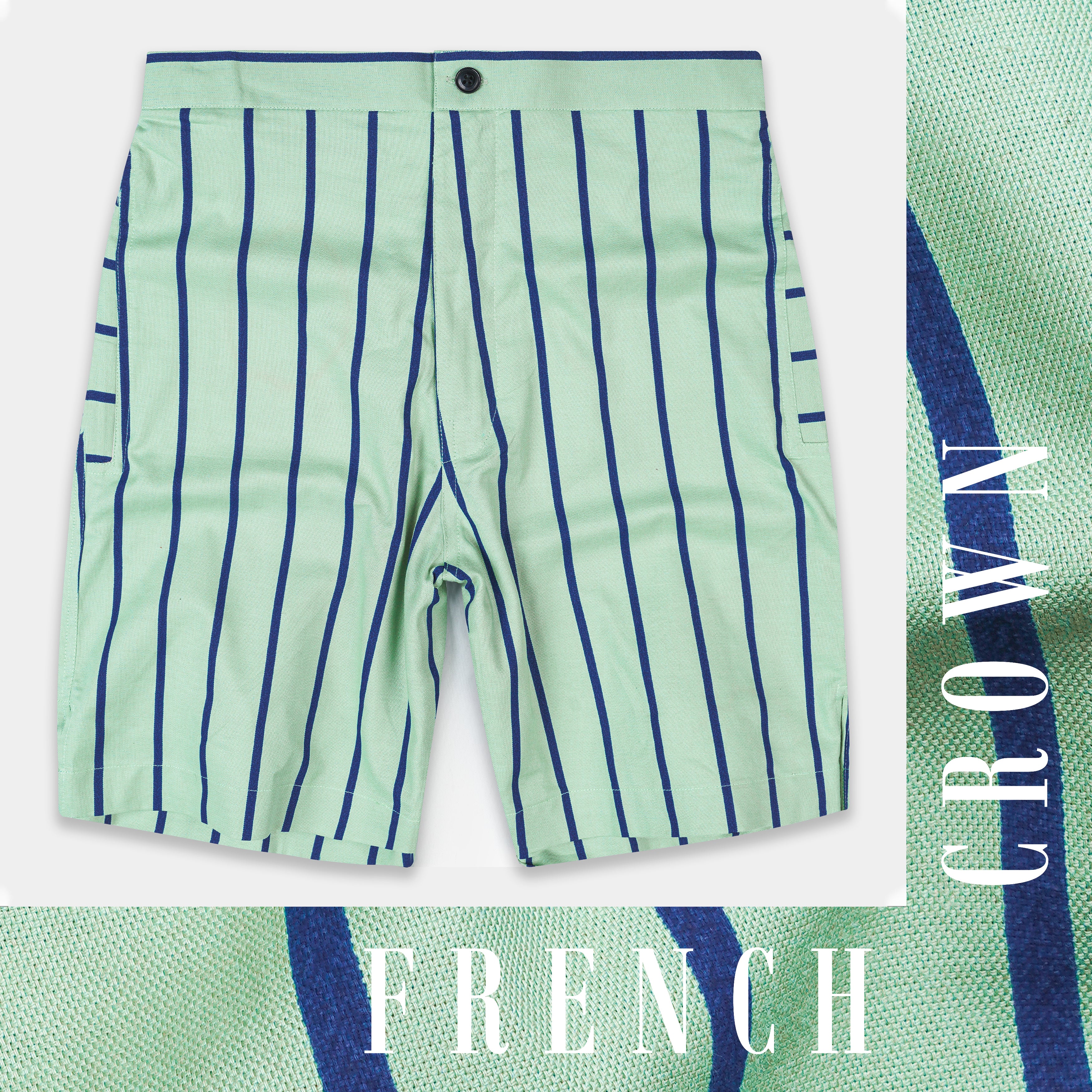 Surf Green with Cobalt Blue Striped Oxford Shorts SR350-28,  SR350-30,  SR350-32,  SR350-34,  SR350-36,  SR350-38,  SR350-40,  SR350-42,  SR350-44