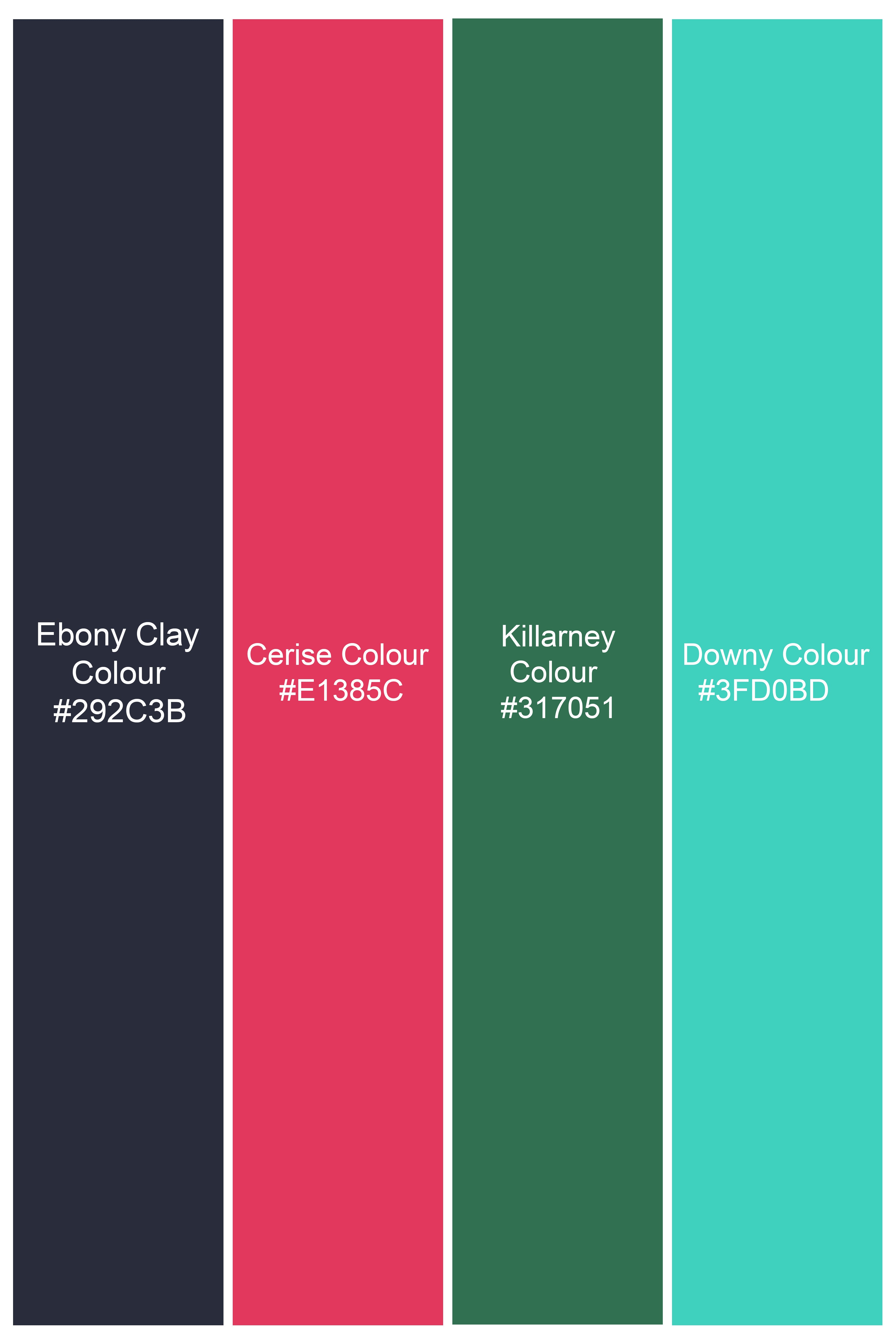 Ebony clay Blue with Cerise Pink Multicolor Floral Printed Premium Cotton Shorts SR358-28, SR358-30, SR358-32, SR358-34, SR358-36, SR358-38, SR358-40, SR358-42, SR358-44