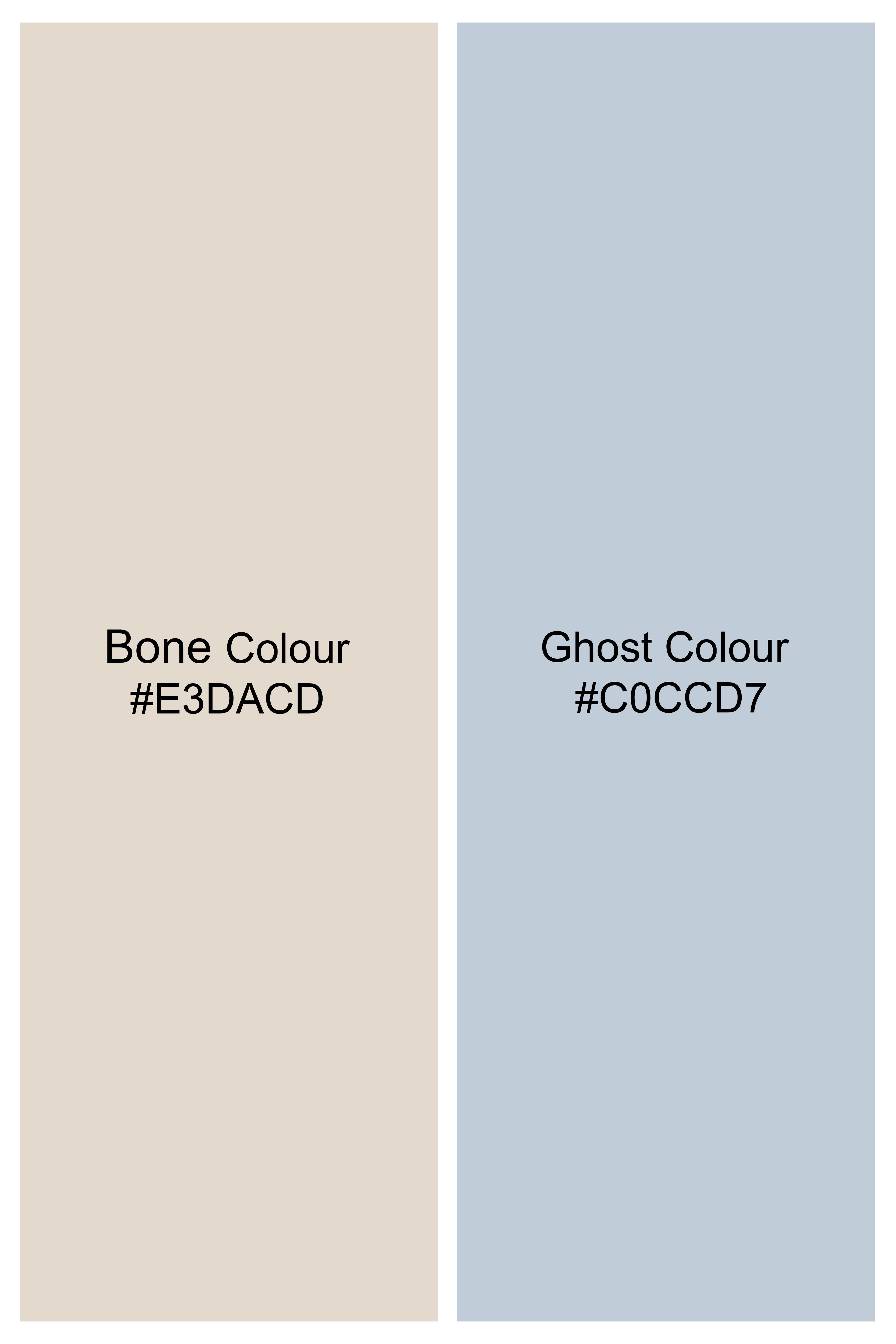 Bone Cream with Ghost Blue Striped Premium Cotton Shorts SR359-28, SR359-30, SR359-32, SR359-34, SR359-36, SR359-38, SR359-40, SR359-42, SR359-44