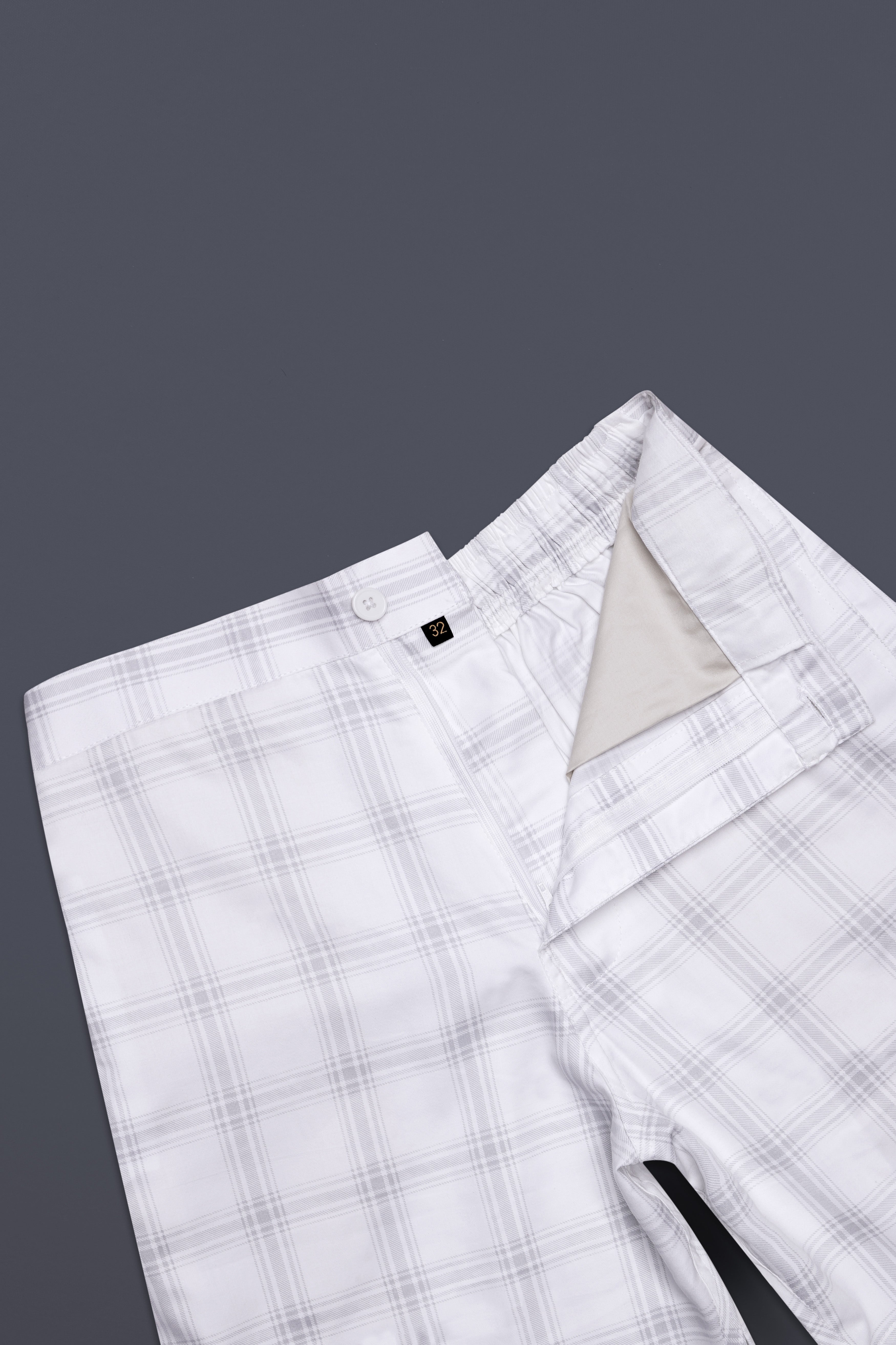Mercury Gray Plaid Subtle Sheen Super Soft Premium Cotton Shorts