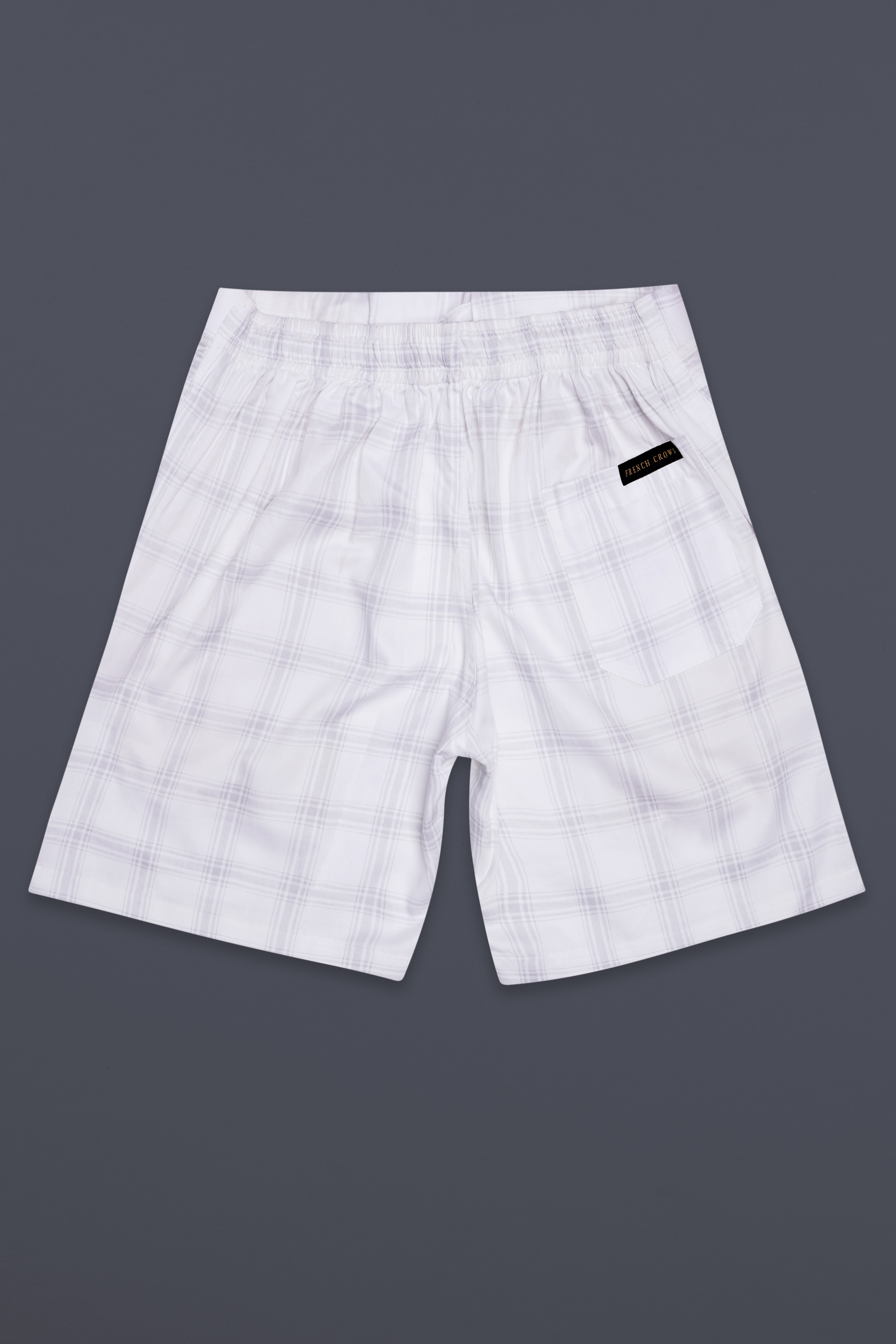 Mercury Gray Plaid Subtle Sheen Super Soft Premium Cotton Shorts