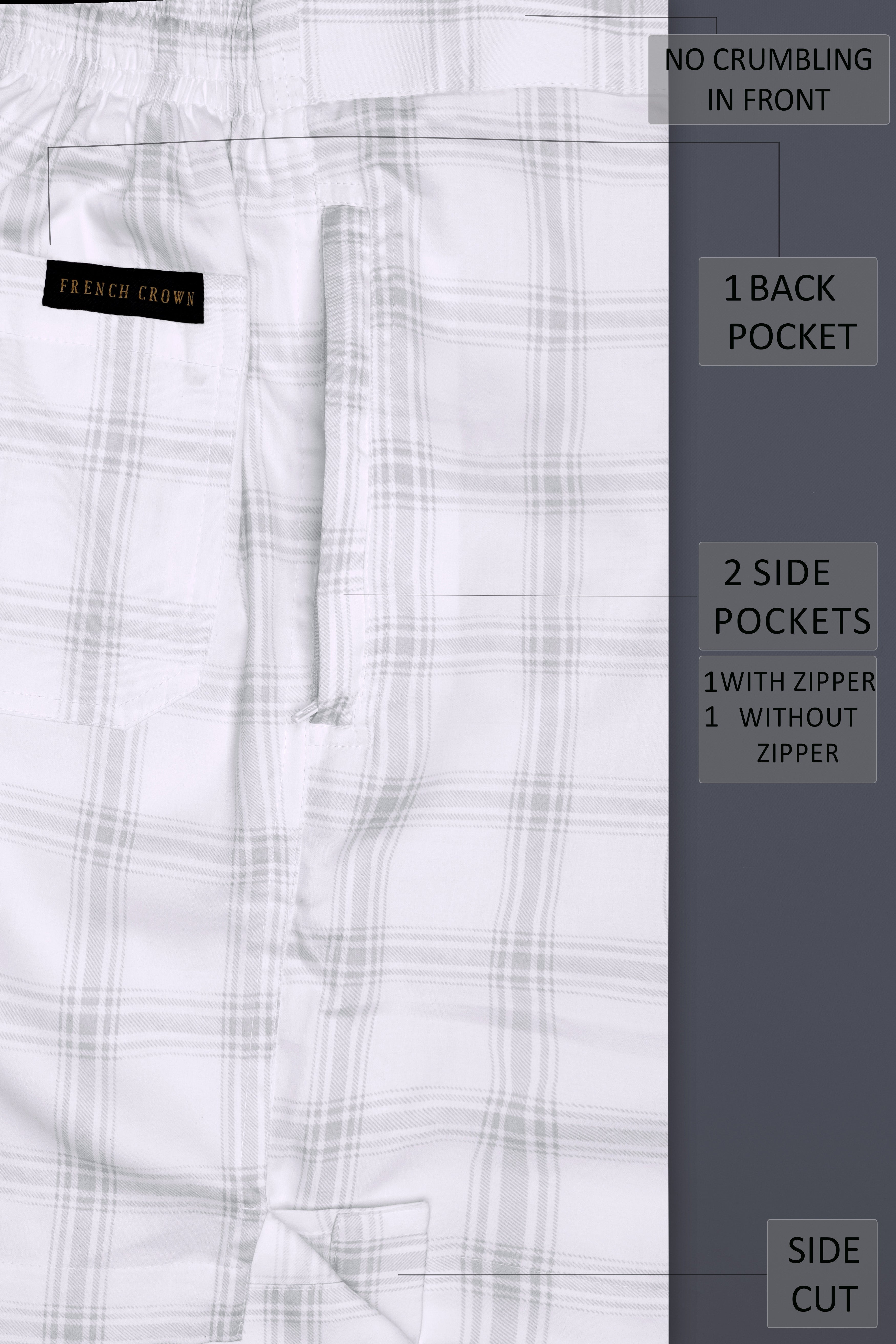 Mercury Gray Plaid Subtle Sheen Super Soft Premium Cotton Shorts