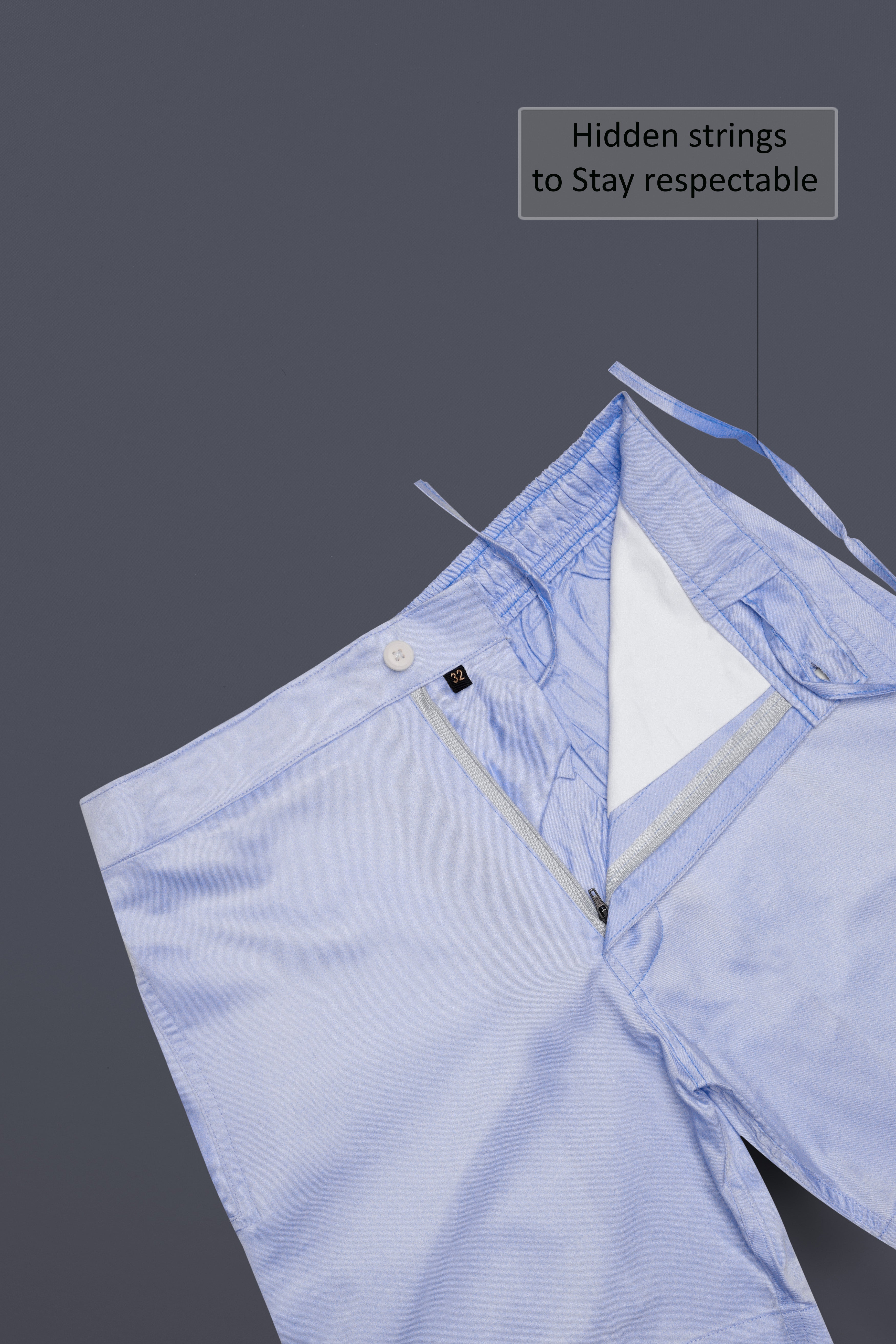 Logan Blue Solid Twill Super Soft Premium Cotton Shorts