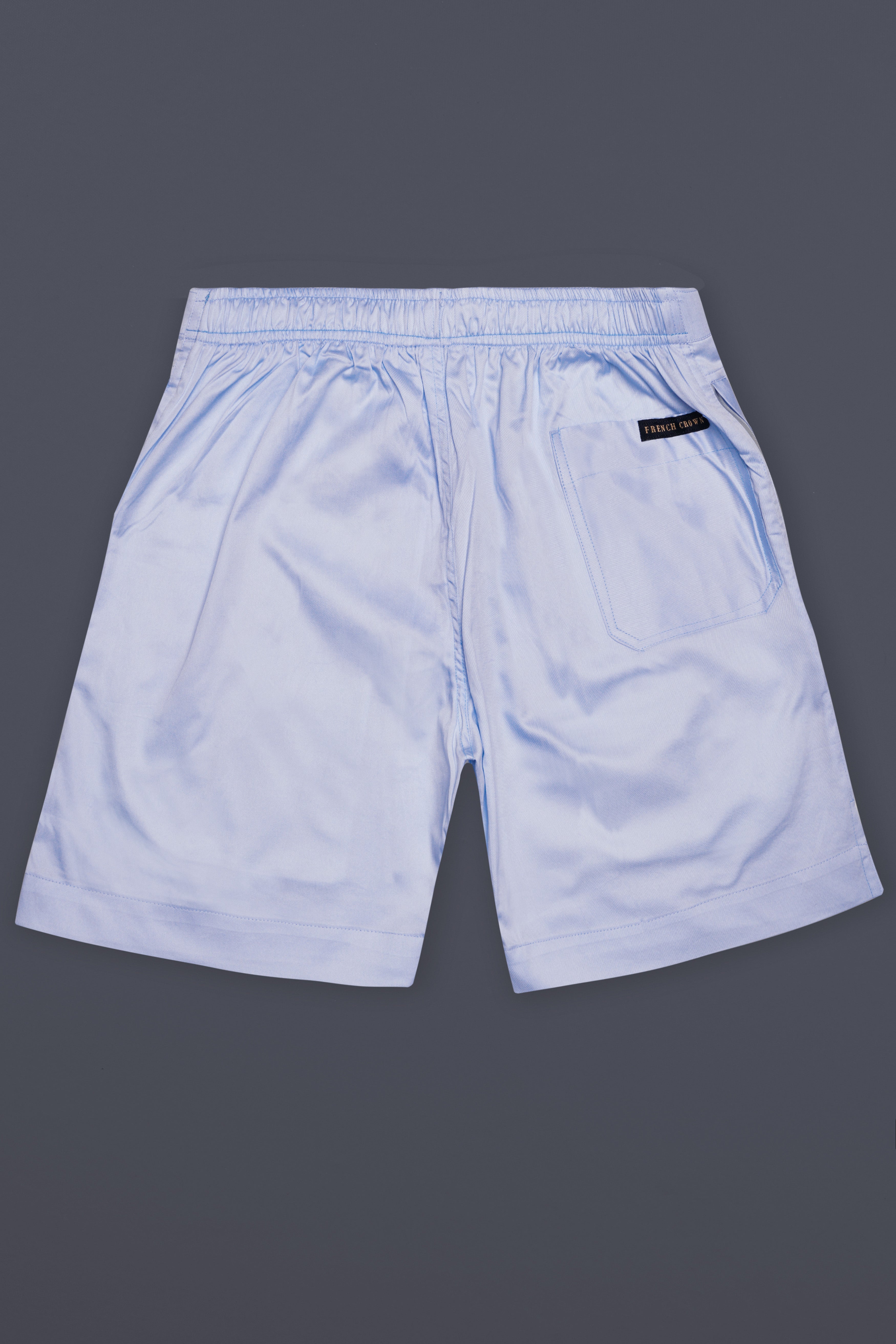 Logan Blue Solid Twill Super Soft Premium Cotton Shorts