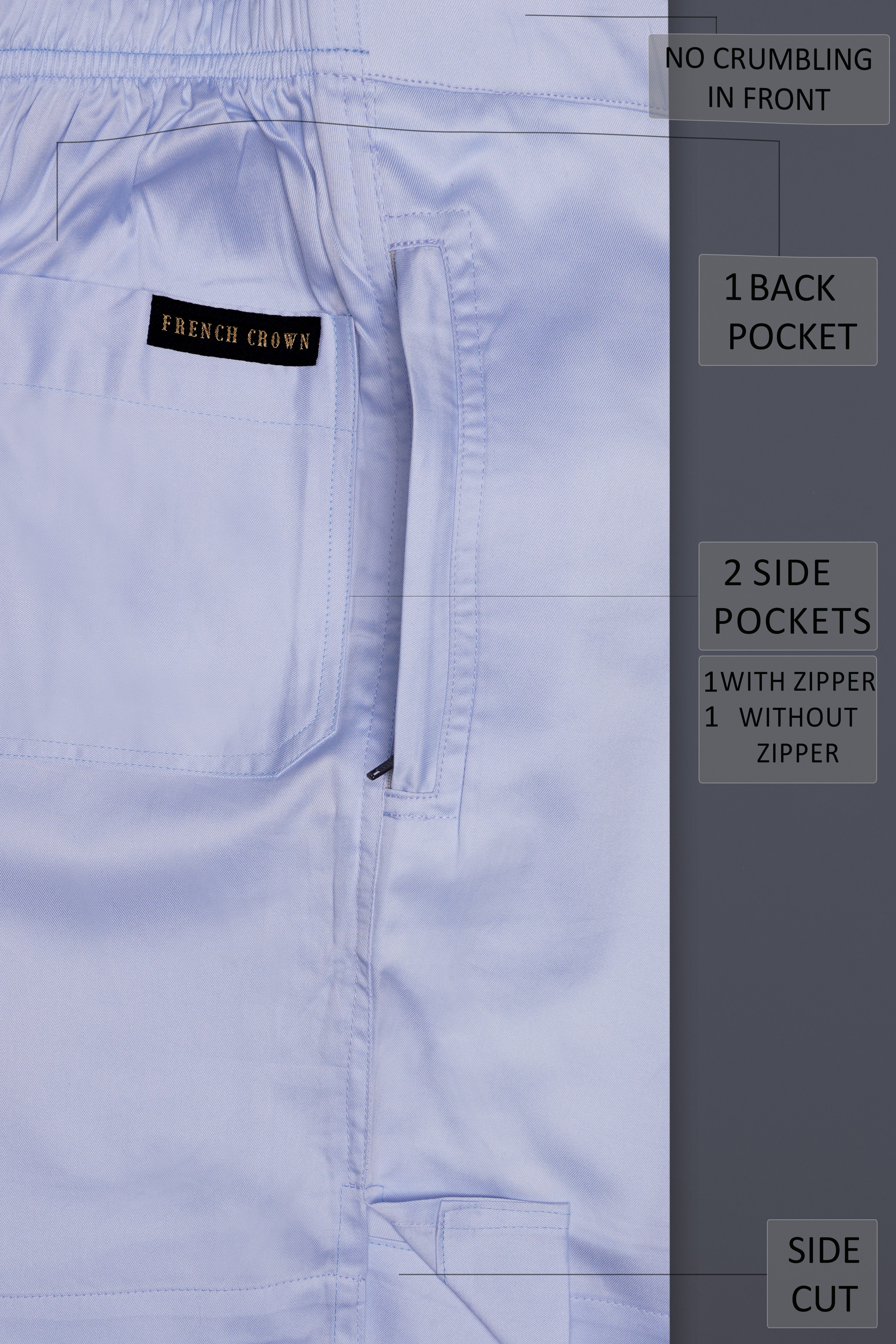 Logan Blue Solid Twill Super Soft Premium Cotton Shorts
