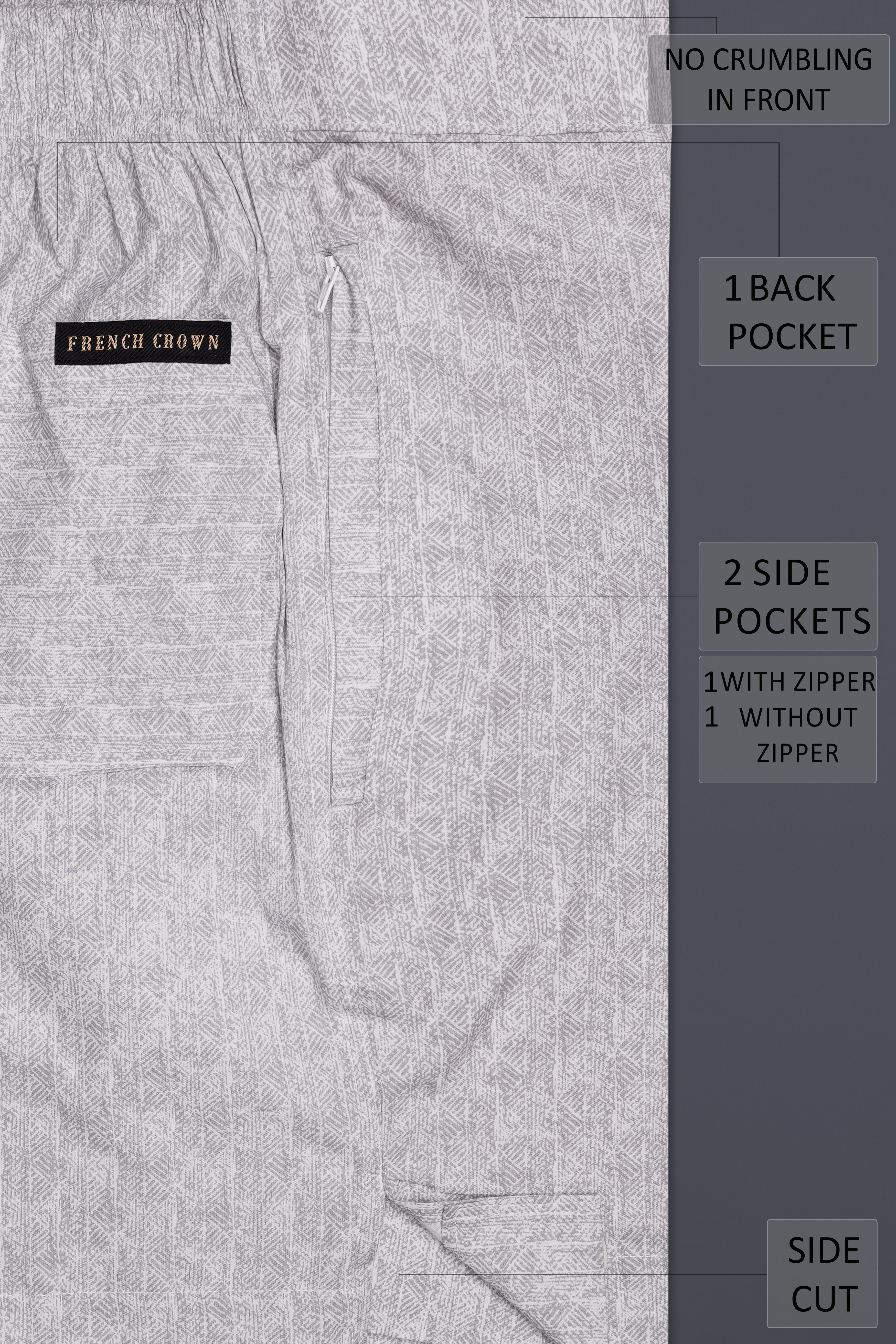 Ghost Gray Printed Subtle Sheen Super Soft Premium Cotton Shorts