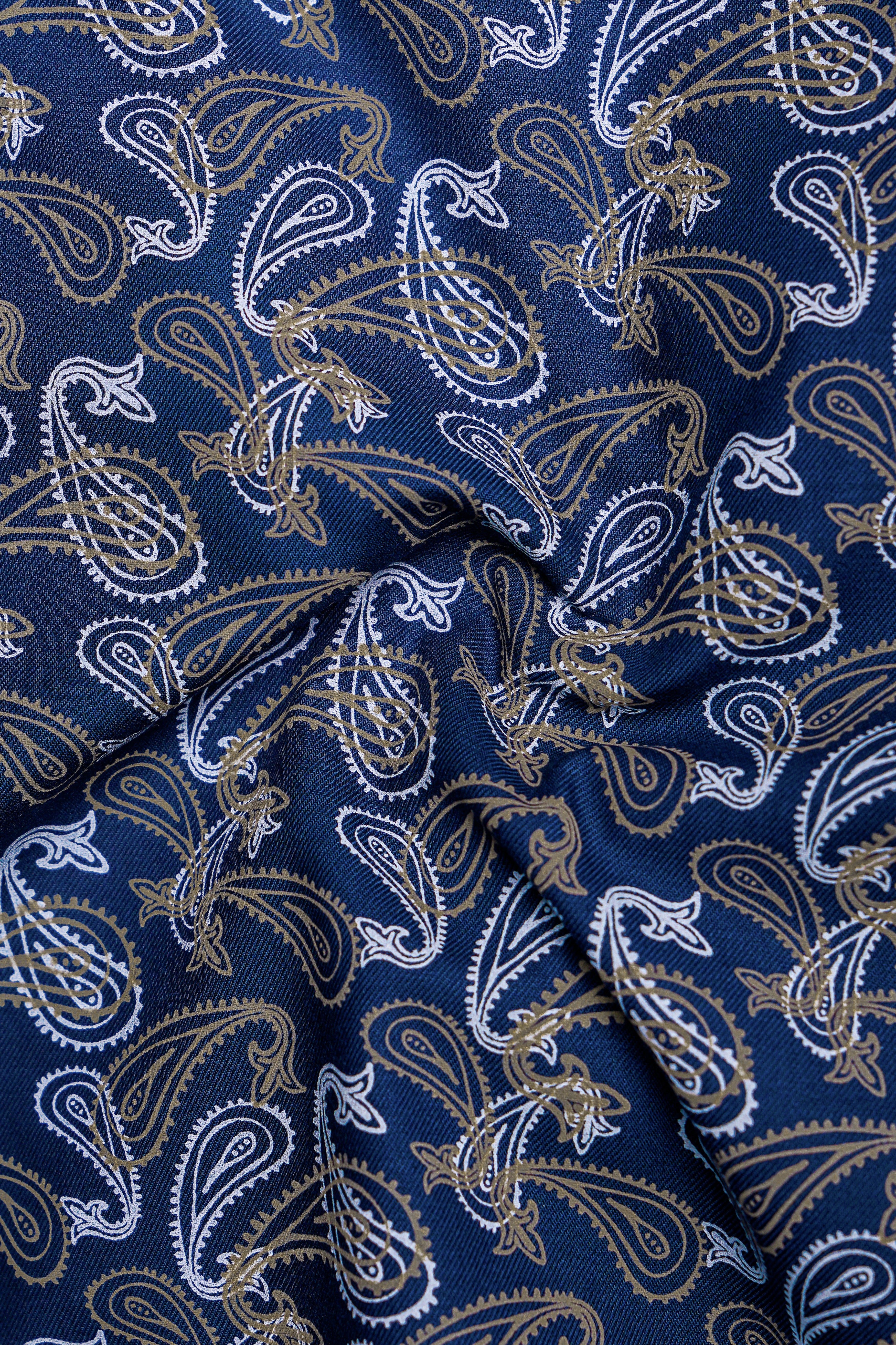 Rivara-Downriver Blue Paisley art Printed Twill Super Soft Premium Cotton Shorts