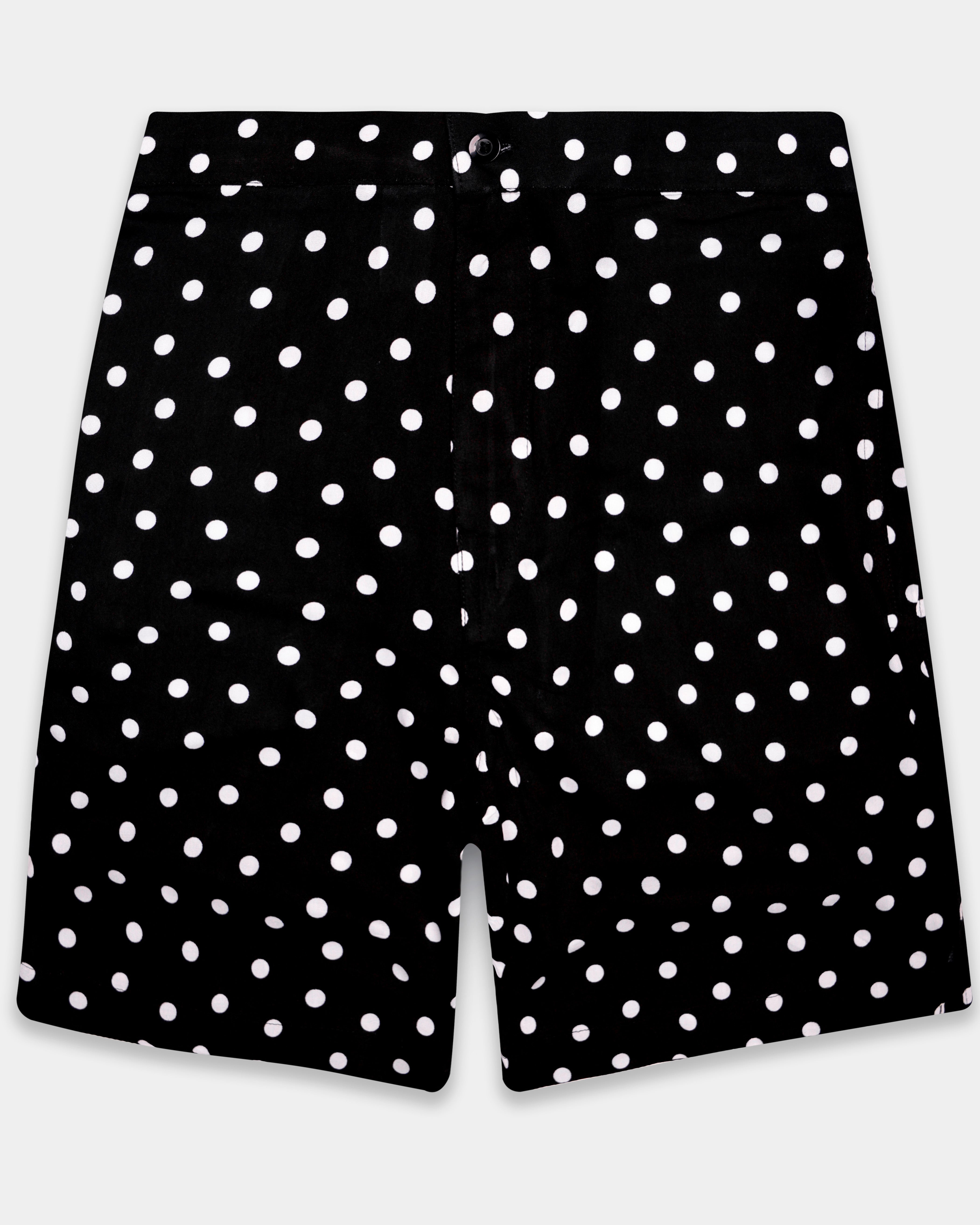 Polaris-Jade Black Polka Dotted Prints Premium Tencel Shorts For Men