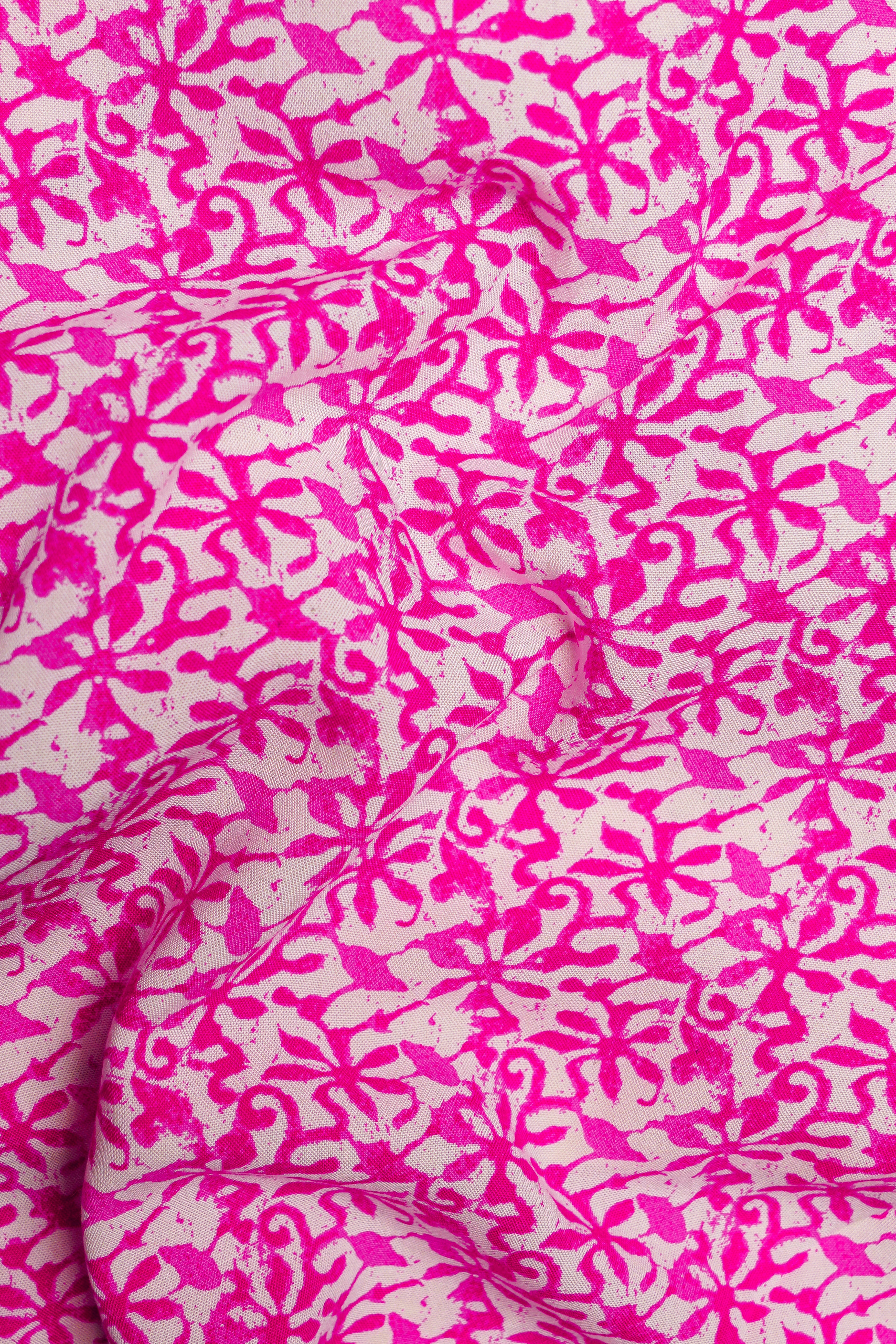 Fuchsia-Mulberry Pink Printed Super Soft Premium Tencel Shorts