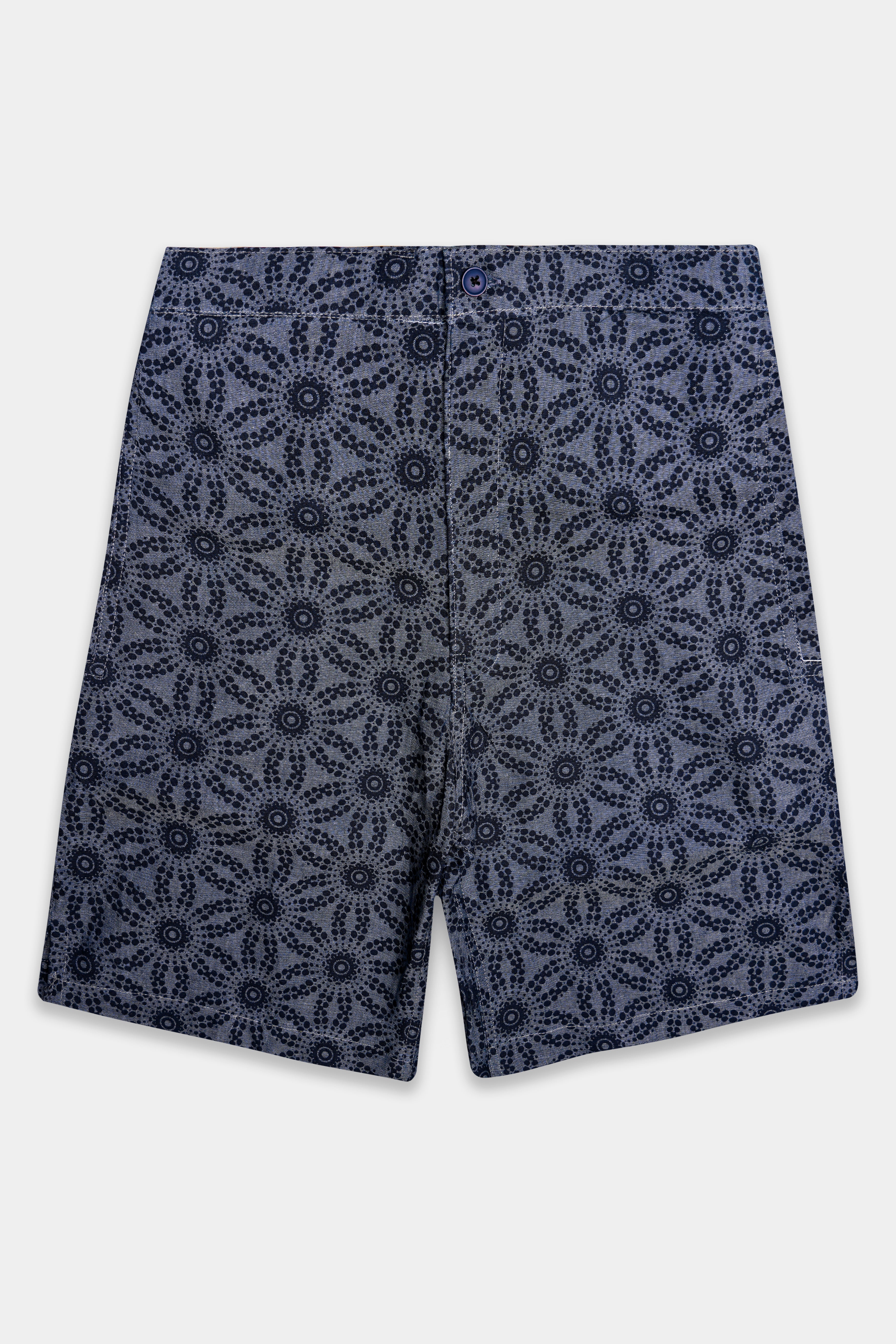 Flint-Trout Gray Printed Premium Cotton Denim Shorts