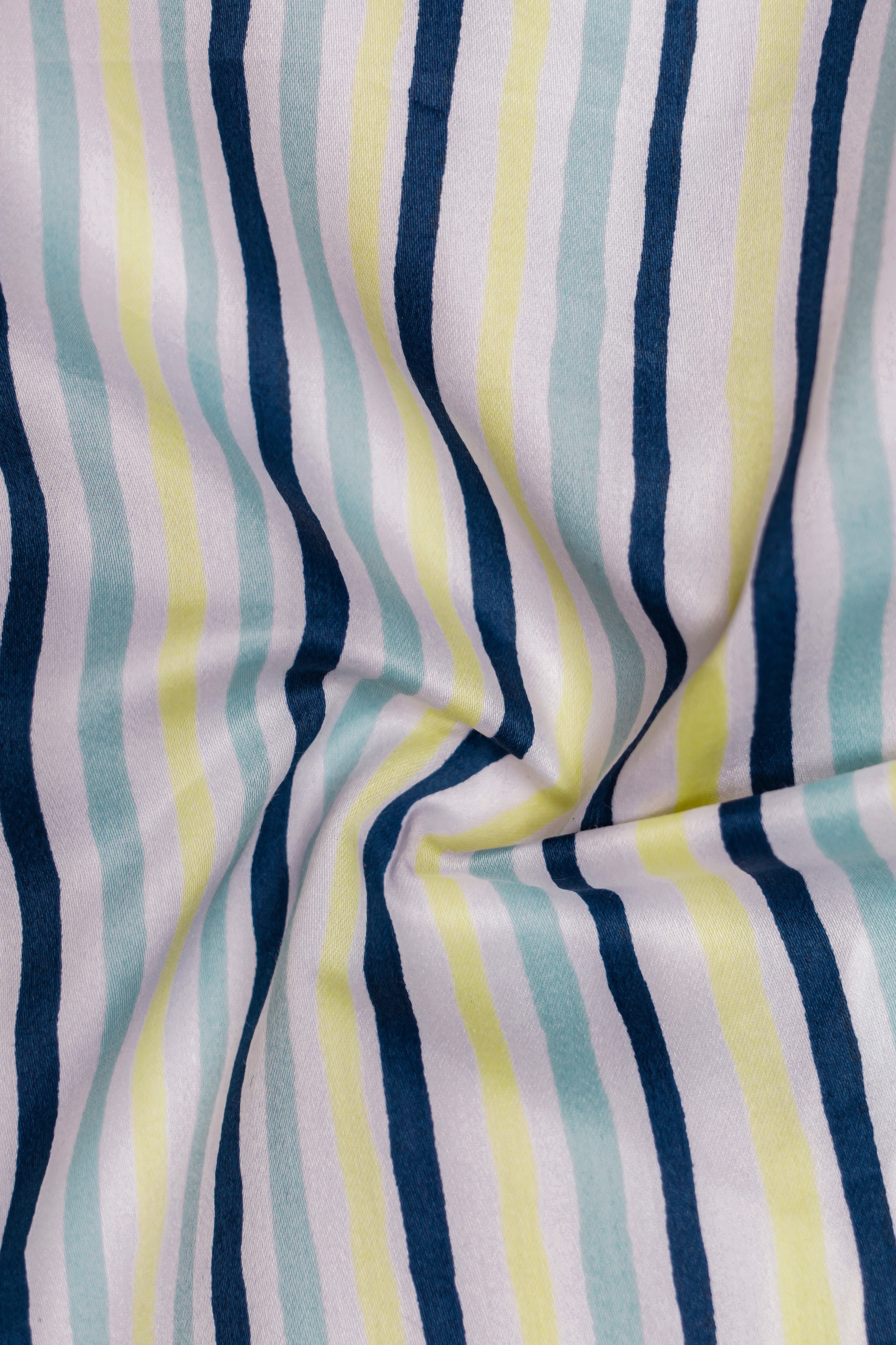 Flicker-Nepal Blue And Laser Yellow Multicolour Striped Super Soft Premium Cotton Shorts