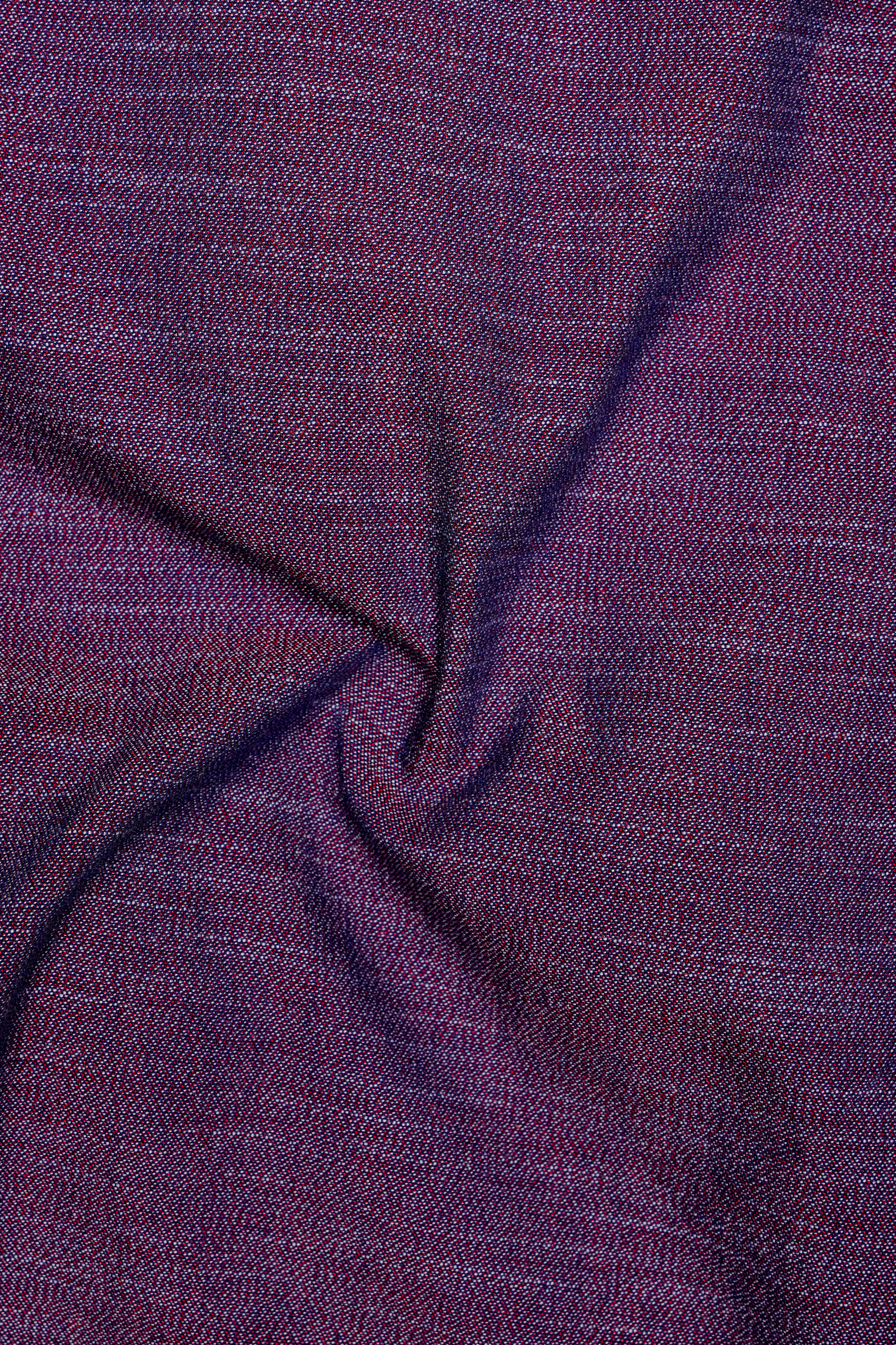 Berris-Grape Purple Textured Chambray Premium Cotton Shorts