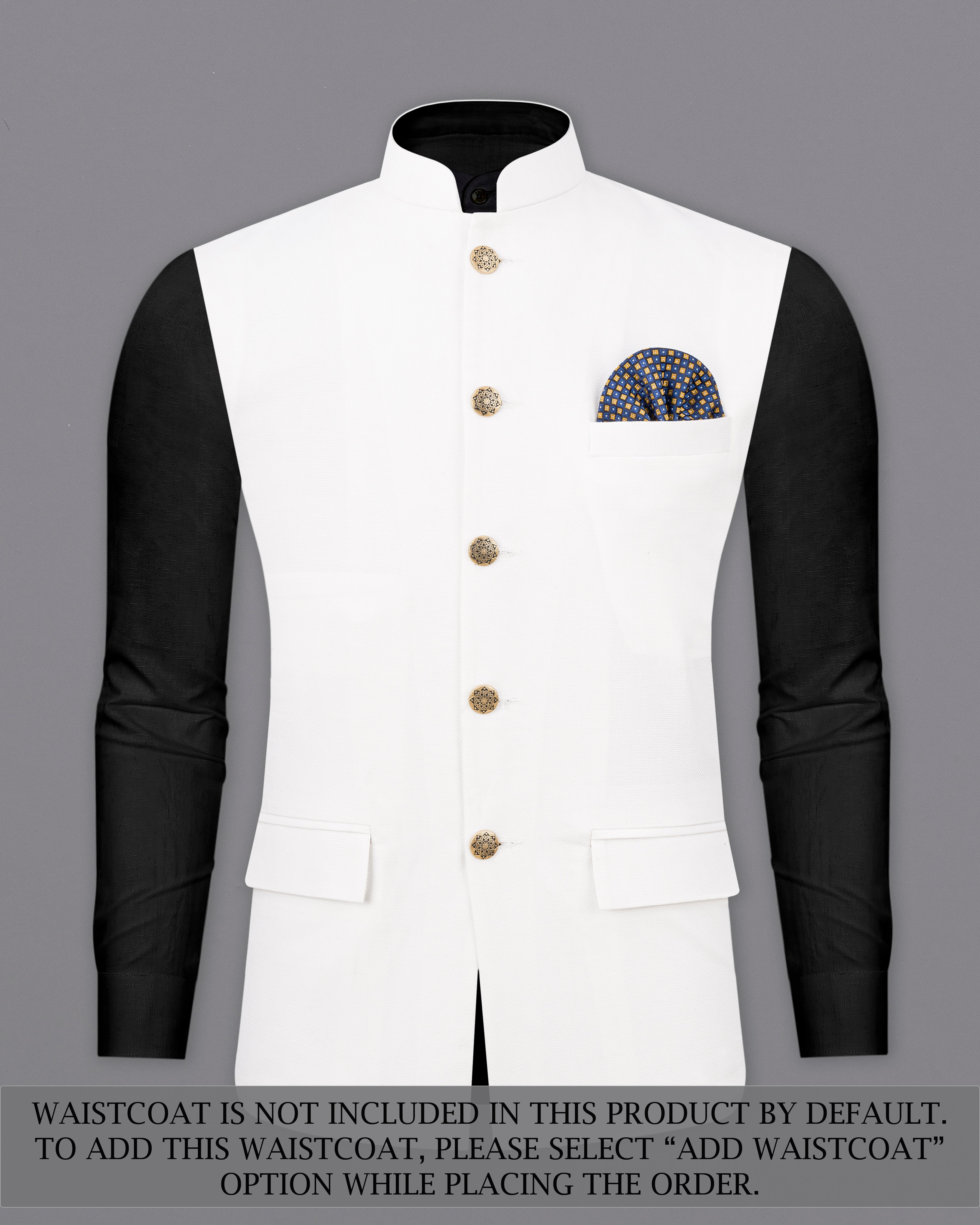 Bright White Cross Placket Premium Cotton Bandhgala Suit