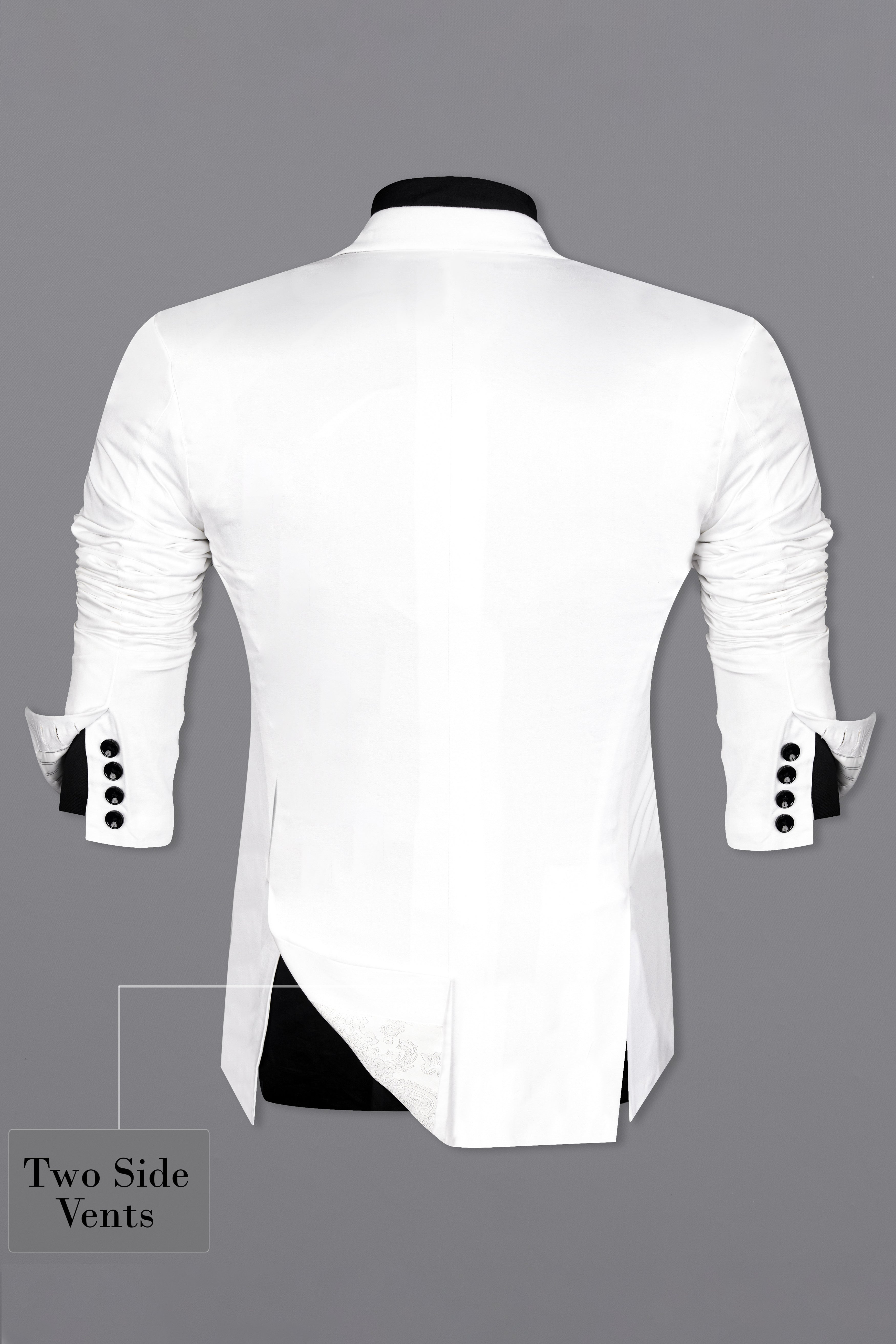 Bright White With Abstract Hand Painted Stretchable Single Breasted Designer Suit