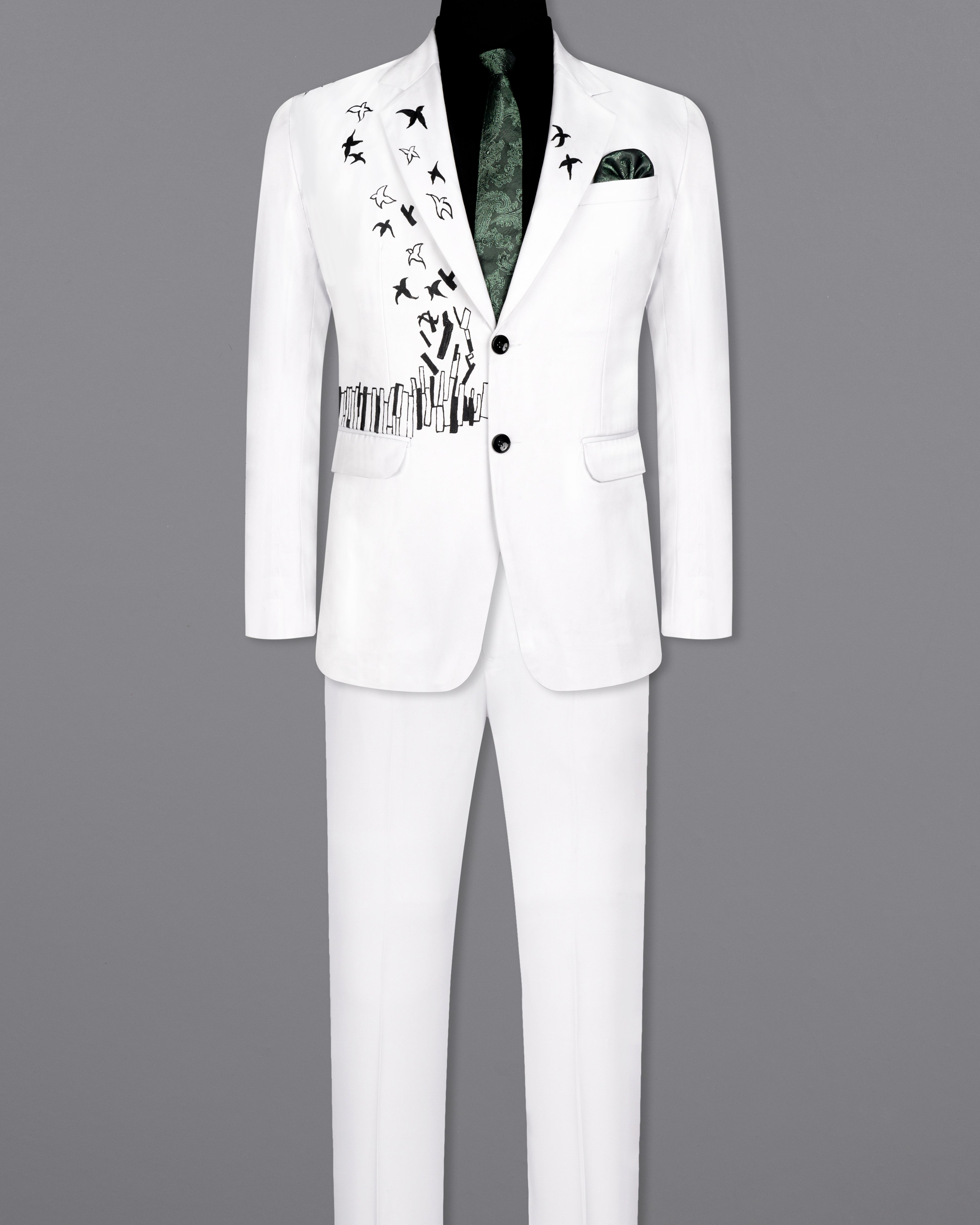 Bright White With Attractive Hand Painted Single Breasted Designer Suit ST2621-SB-ART-36, ST2621-SB-ART-38, ST2621-SB-ART-40, ST2621-SB-ART-42, ST2621-SB-ART-44, ST2621-SB-ART-46, ST2621-SB-ART-48, ST2621-SB-ART-50, ST2621-SB-ART-52, ST2621-SB-ART-54, ST2621-SB-ART-56, ST2621-SB-ART-58, ST2621-SB-ART-60
