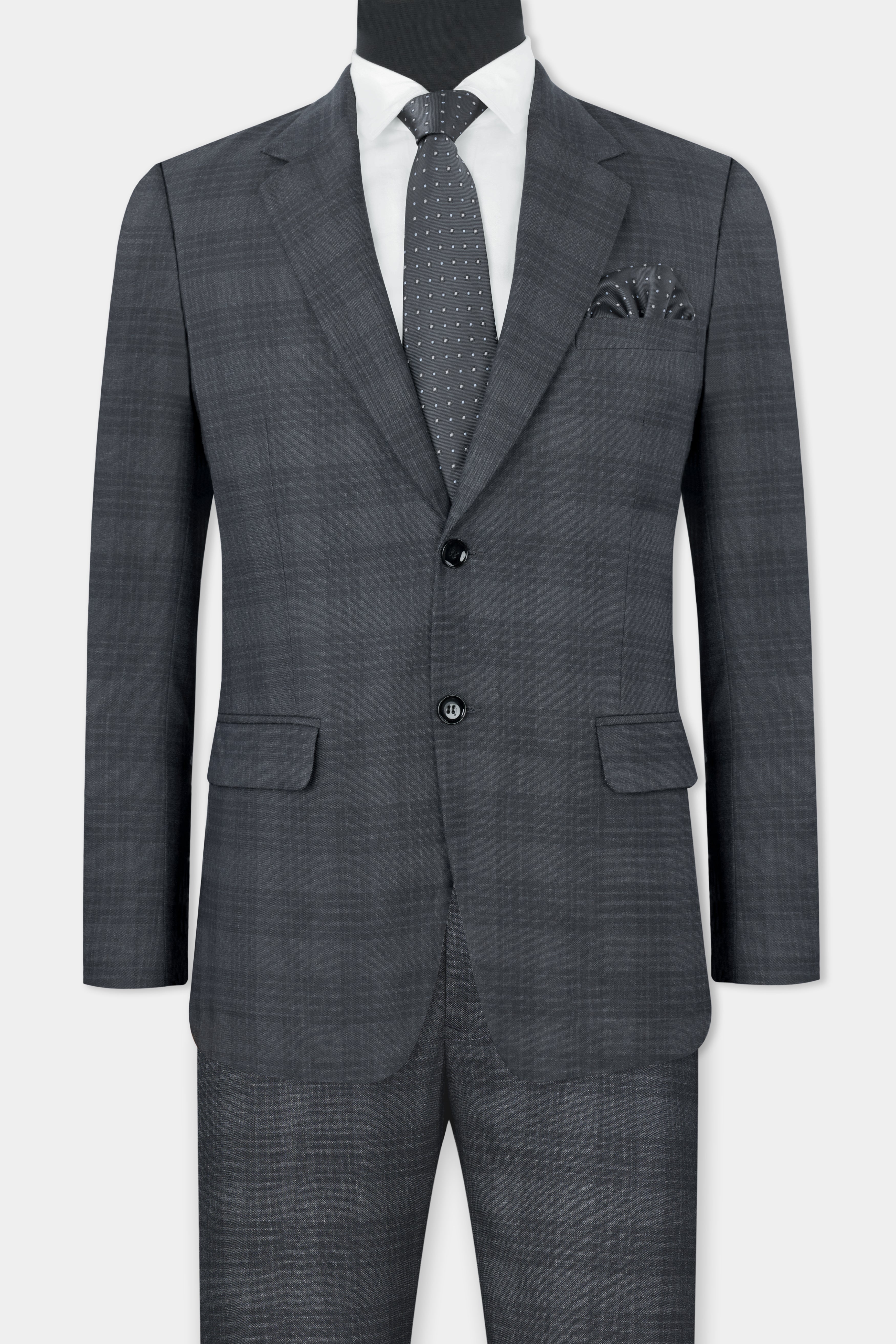 Tuna Gray Plaid Single-Breasted Suit