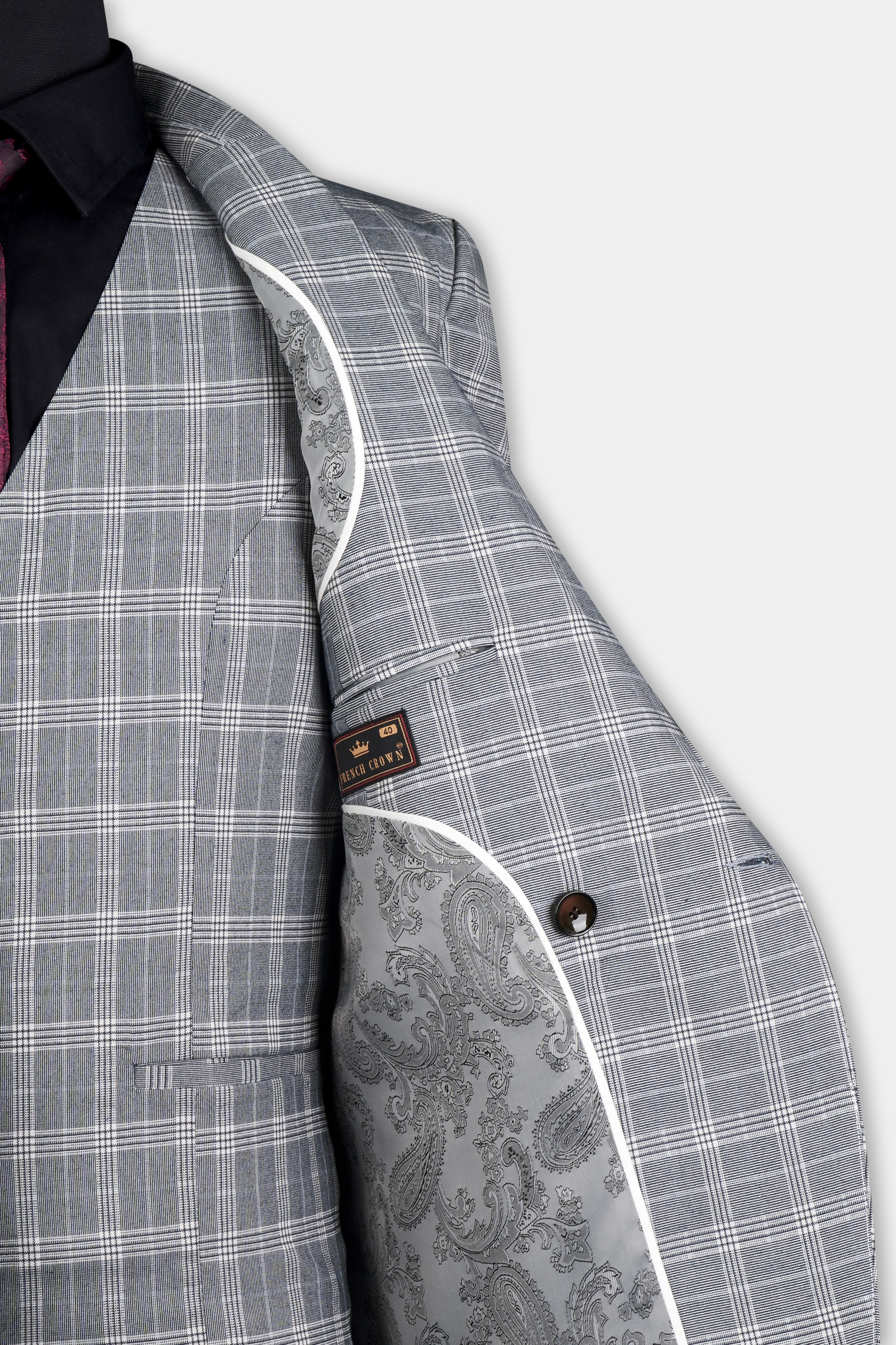 Monsoon Gray Plaid Double-Breasted Suit