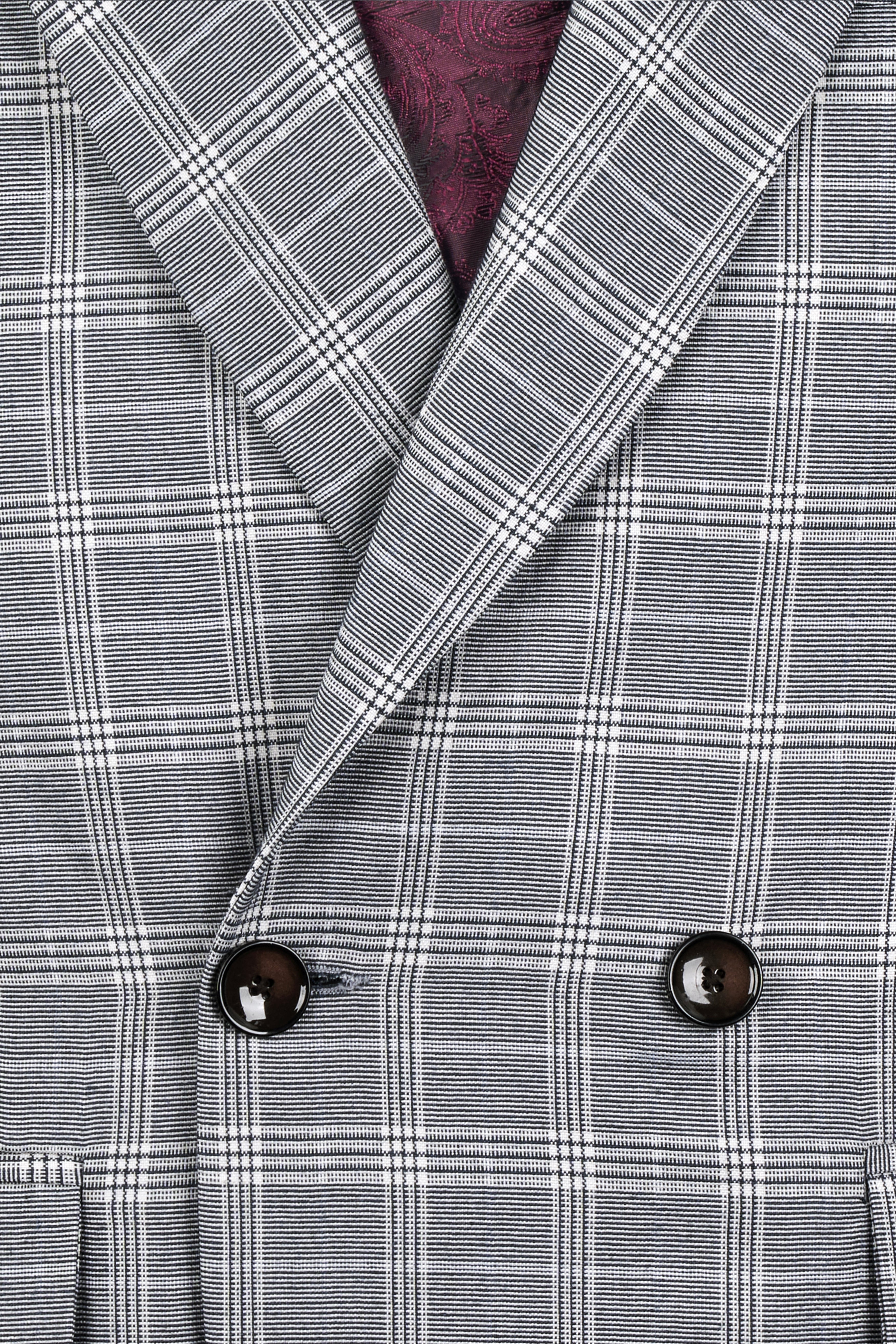 Monsoon Gray Plaid Double-Breasted Suit