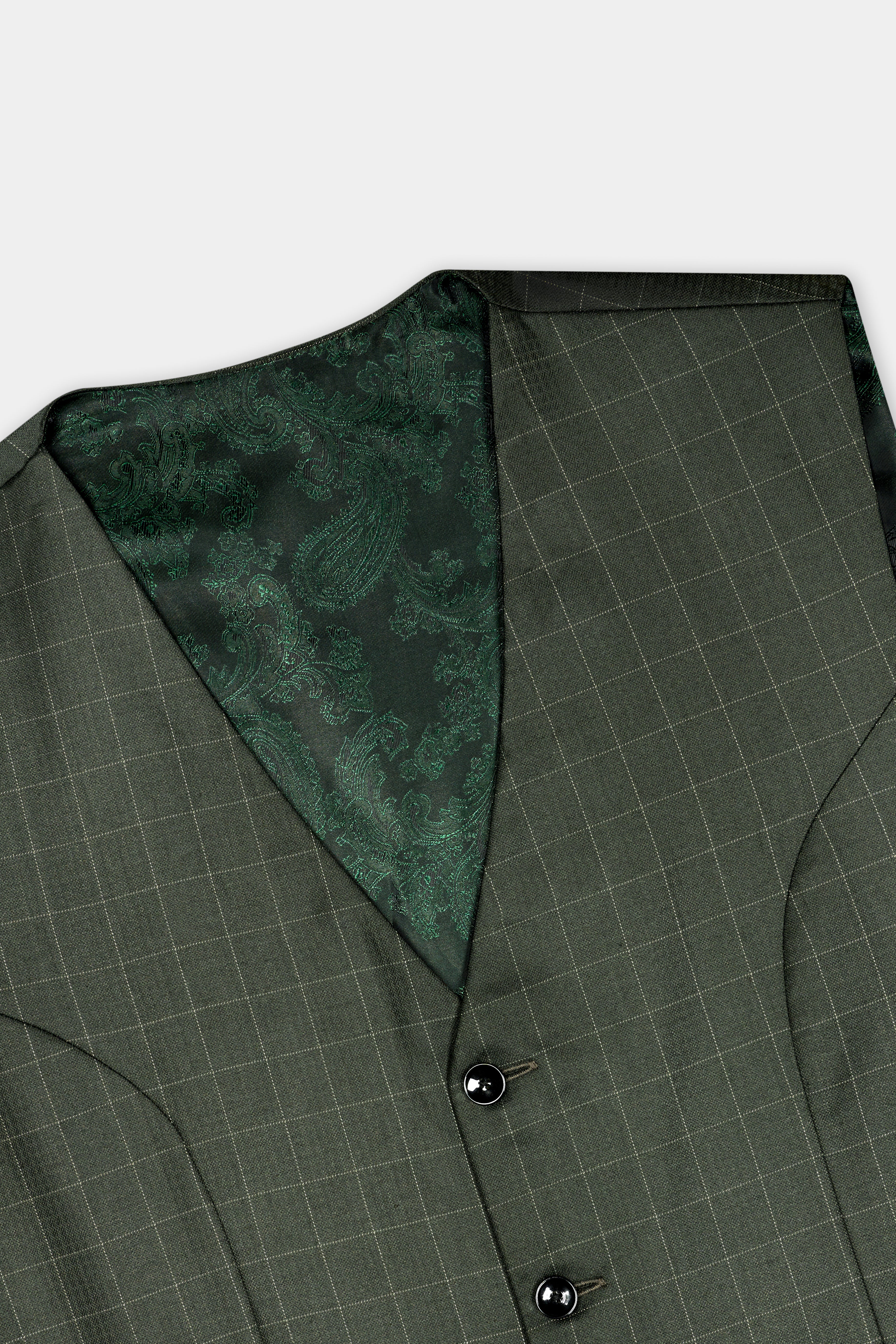 Dune Dark Green Subtle Checkered Double Breasted Suit