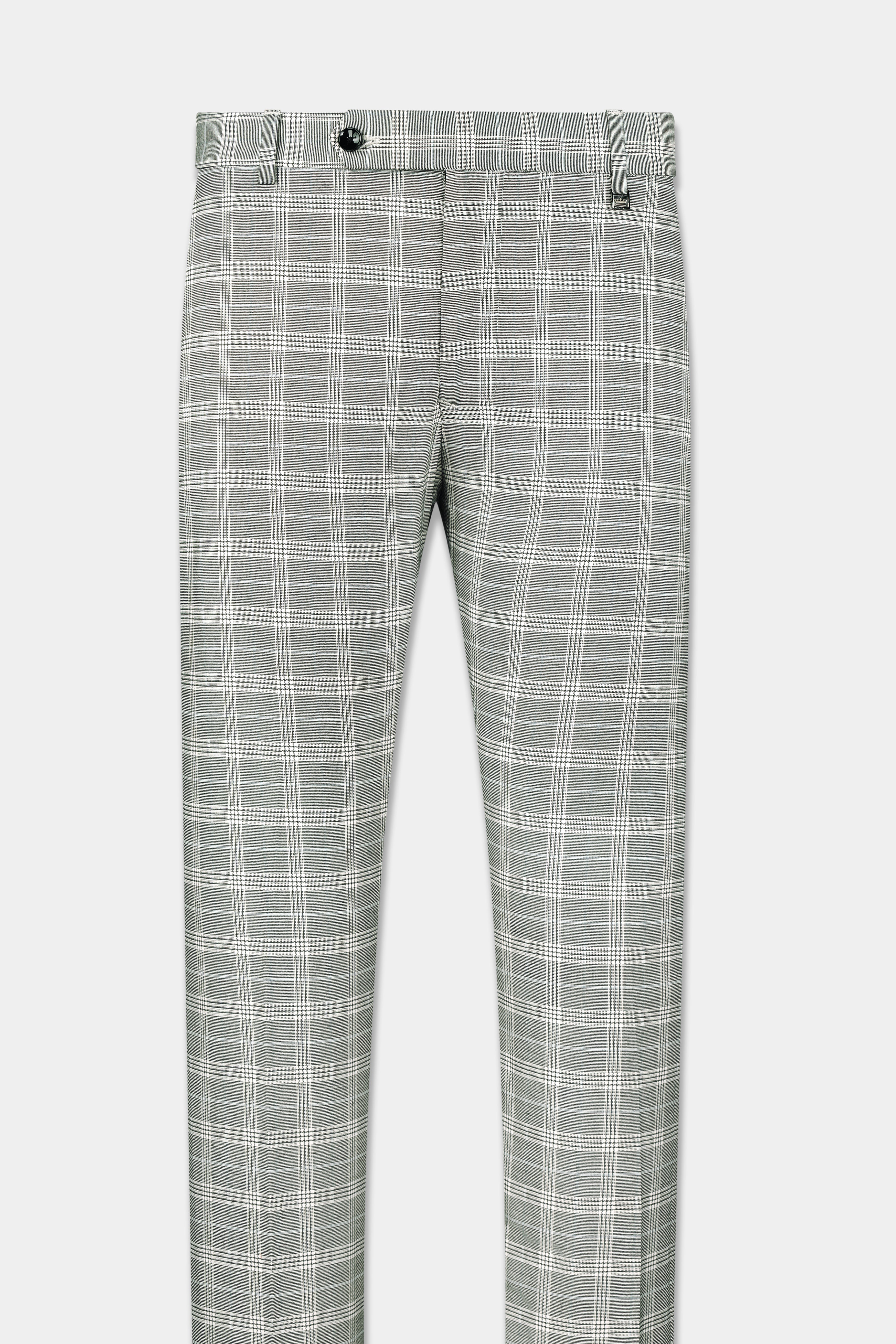 Bronco Gray and White Plaid Double Breasted Suit