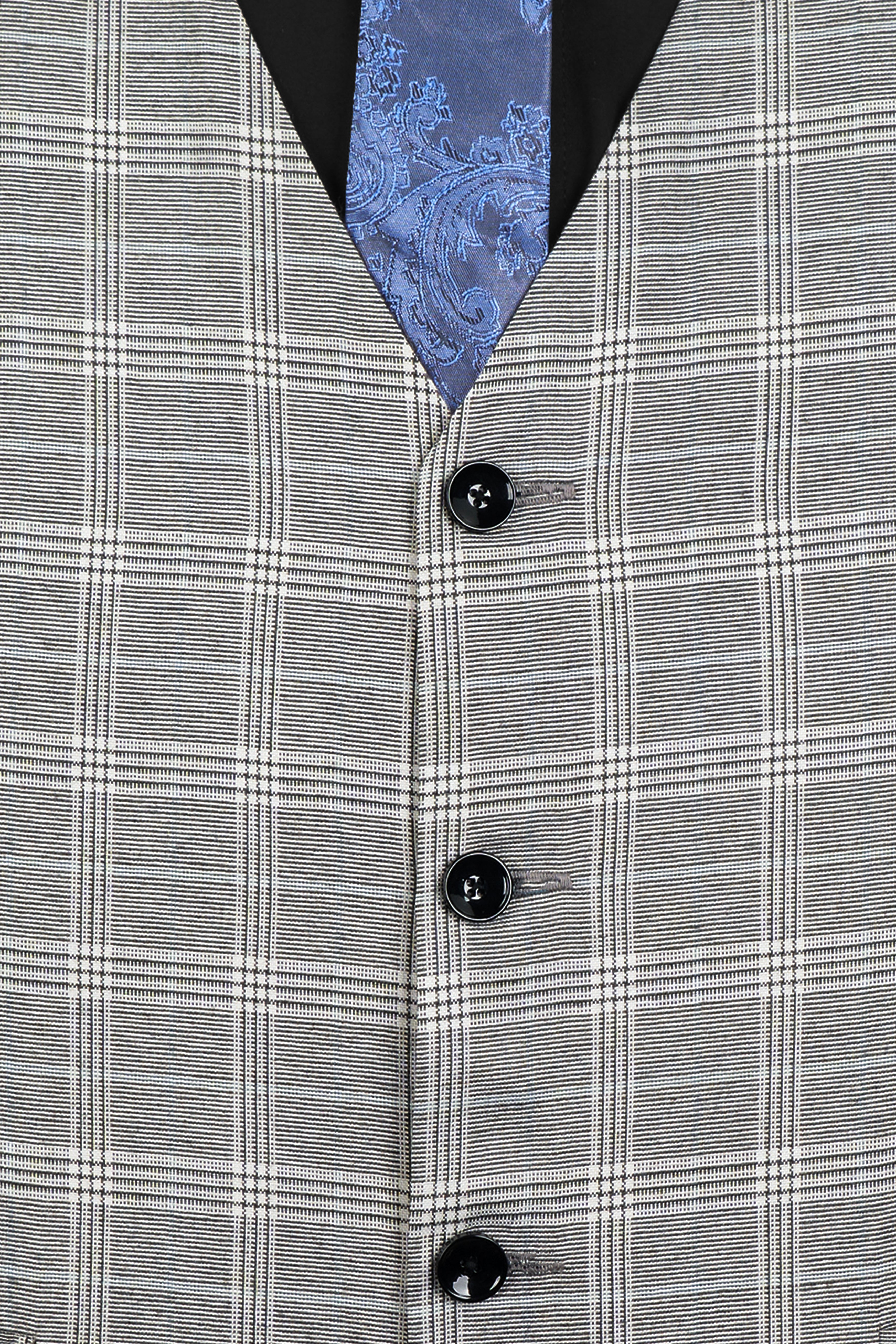 Bronco Gray and White Plaid Double Breasted Suit