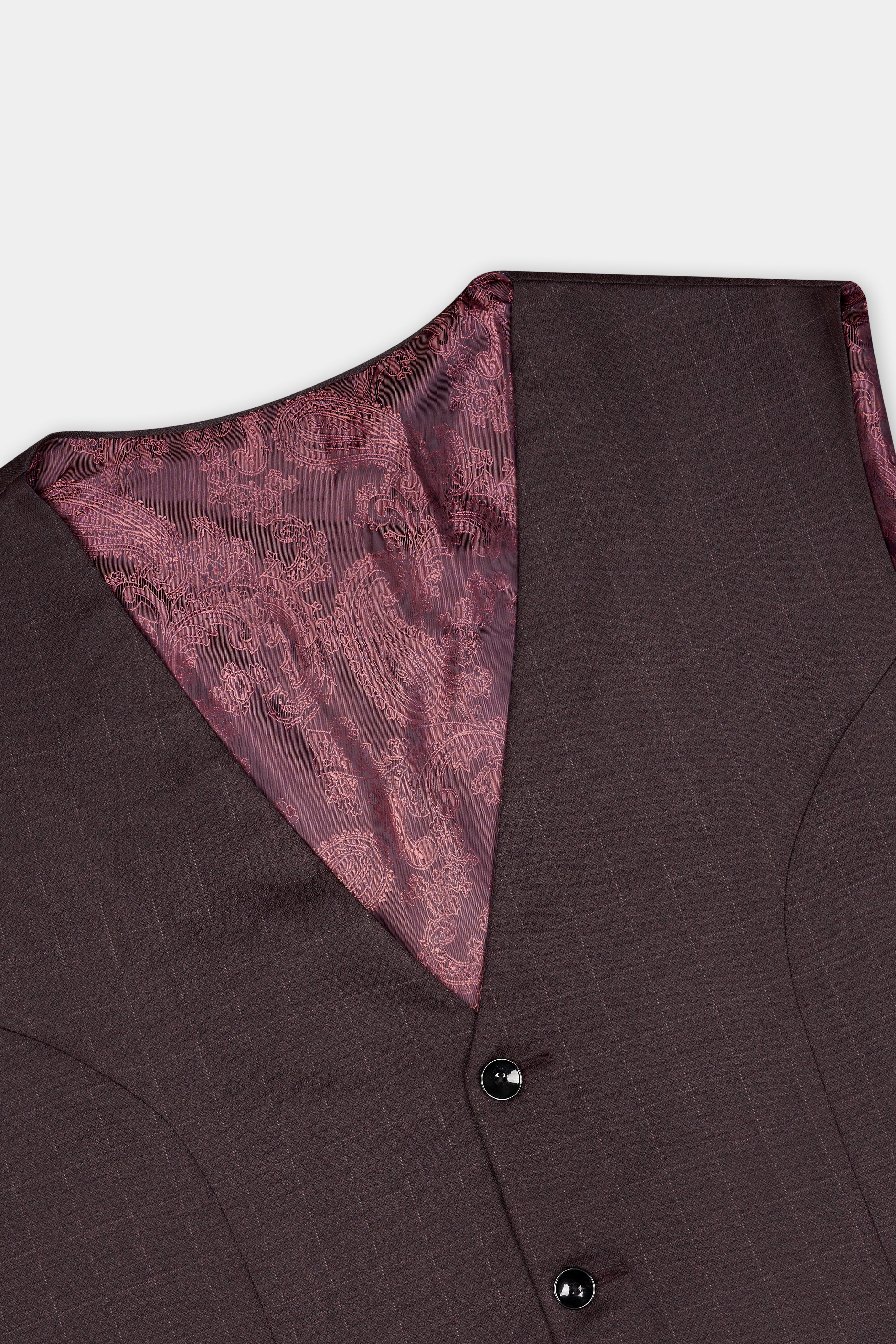 Taupe Maroon Stretchable Dobby Single Breasted traveler Suit