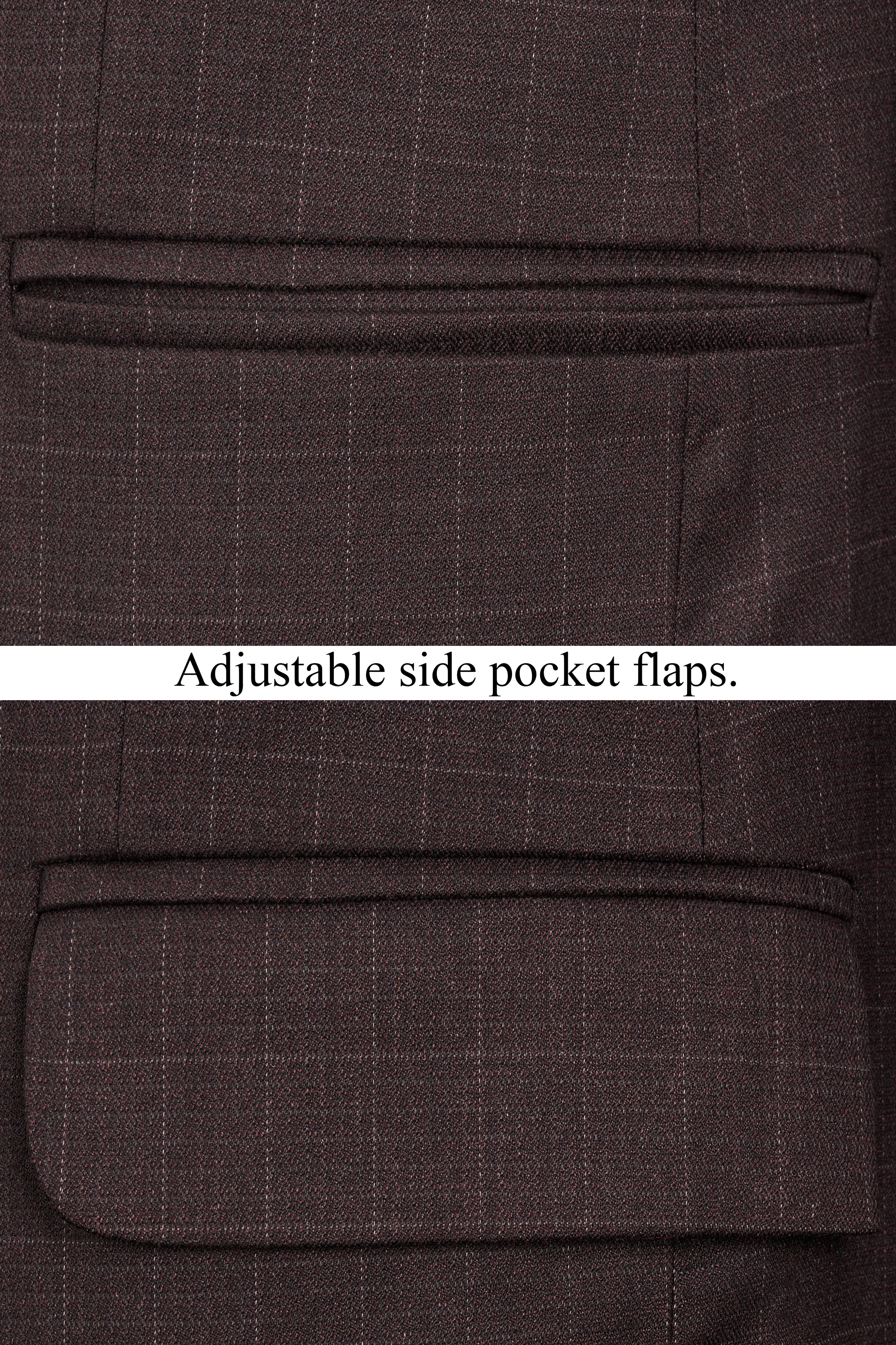 Taupe Maroon Stretchable Dobby Single Breasted traveler Suit