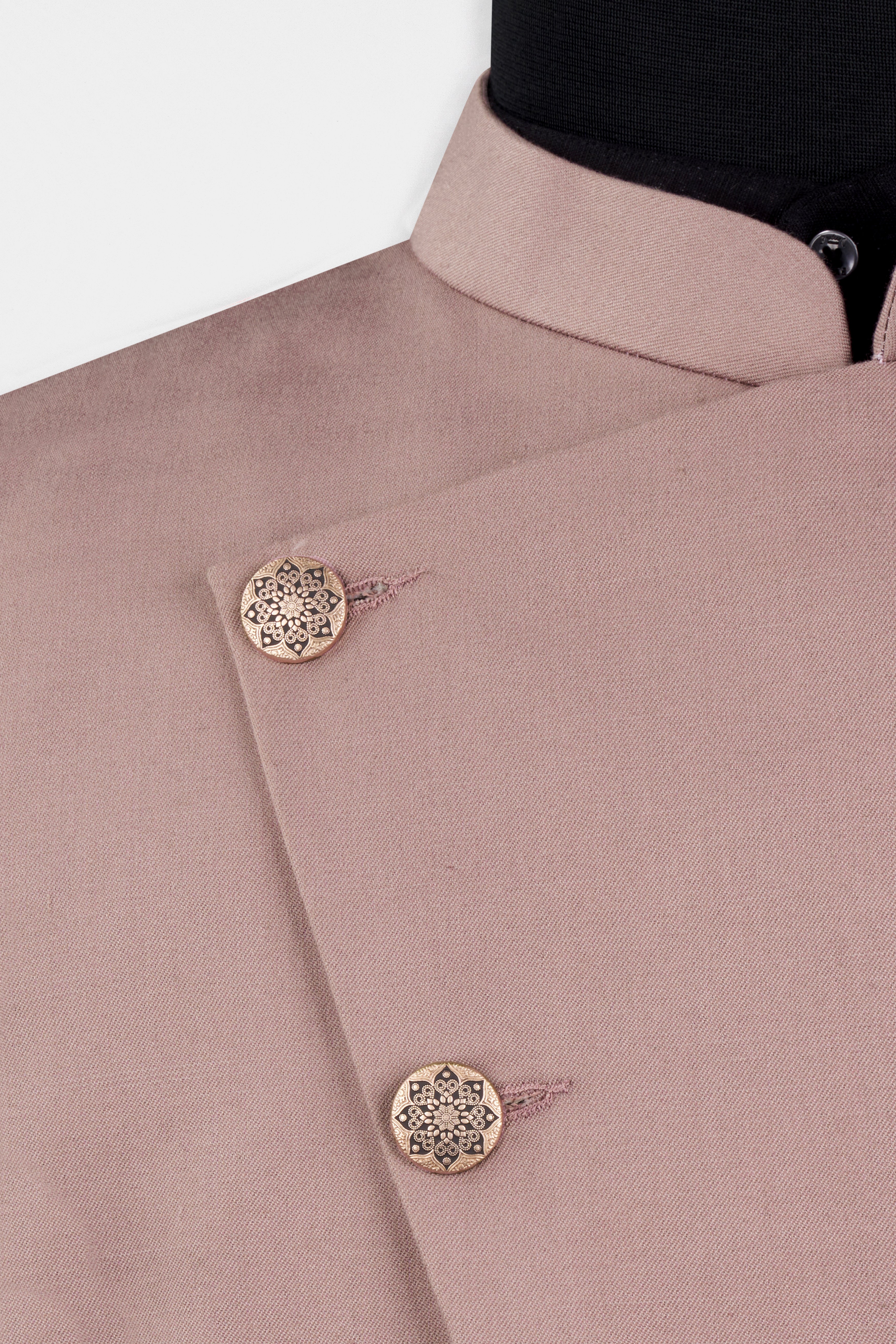 Thatch Light Pink Cross Placket Bandhgala Suit