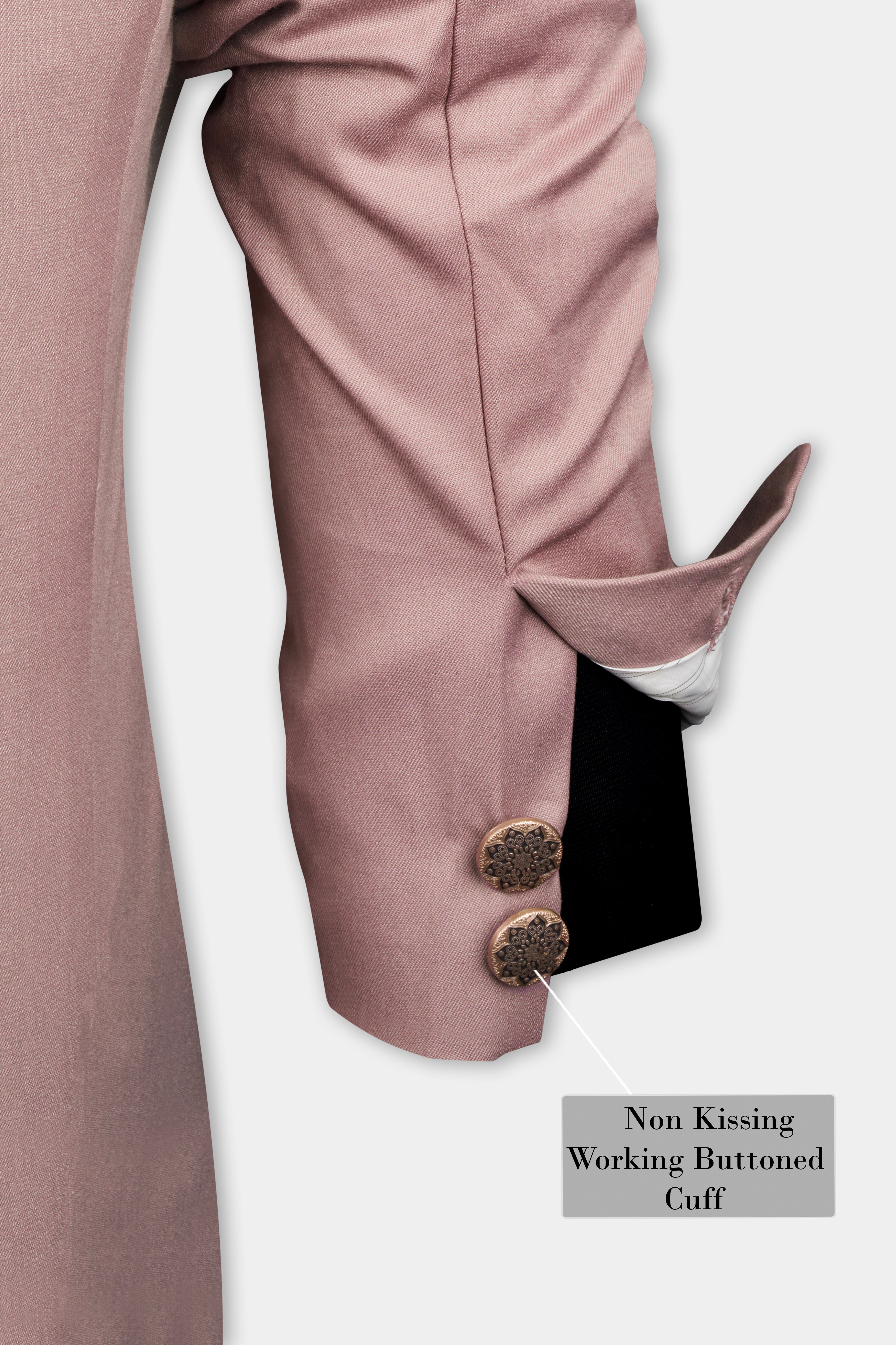 Thatch Light Pink Cross Placket Bandhgala Suit