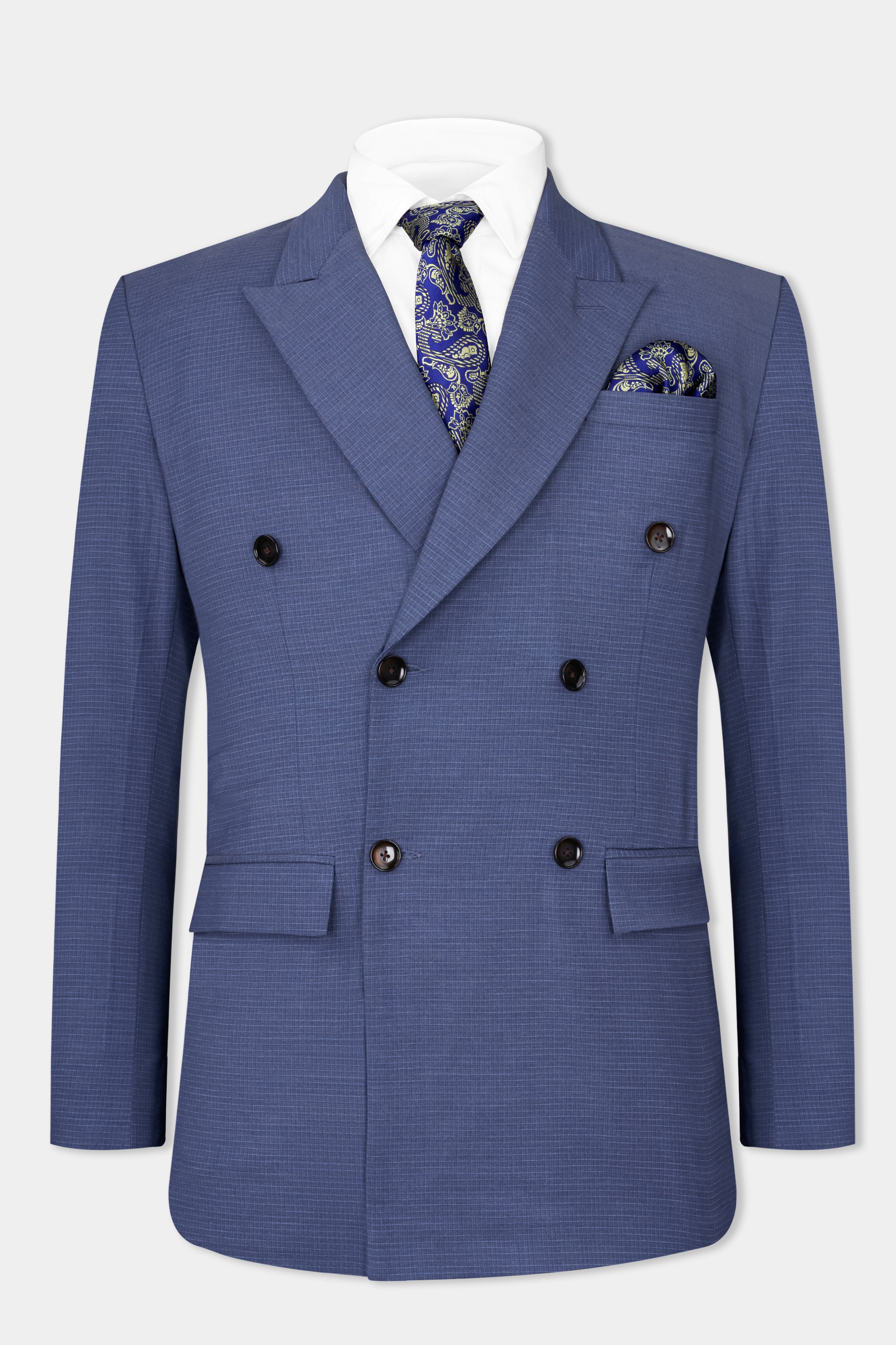 Twilight Blue Checkered Double Breasted Wool Rich Suit ST2768-DB-36,ST2768-DB-38,ST2768-DB-40,ST2768-DB-42,ST2768-DB-44,ST2768-DB-46,ST2768-DB-48,ST2768-DB-50,ST2768-DB-52,ST2768-DB-54,ST2768-DB-56,ST2768-DB-58,ST2768-DB-60