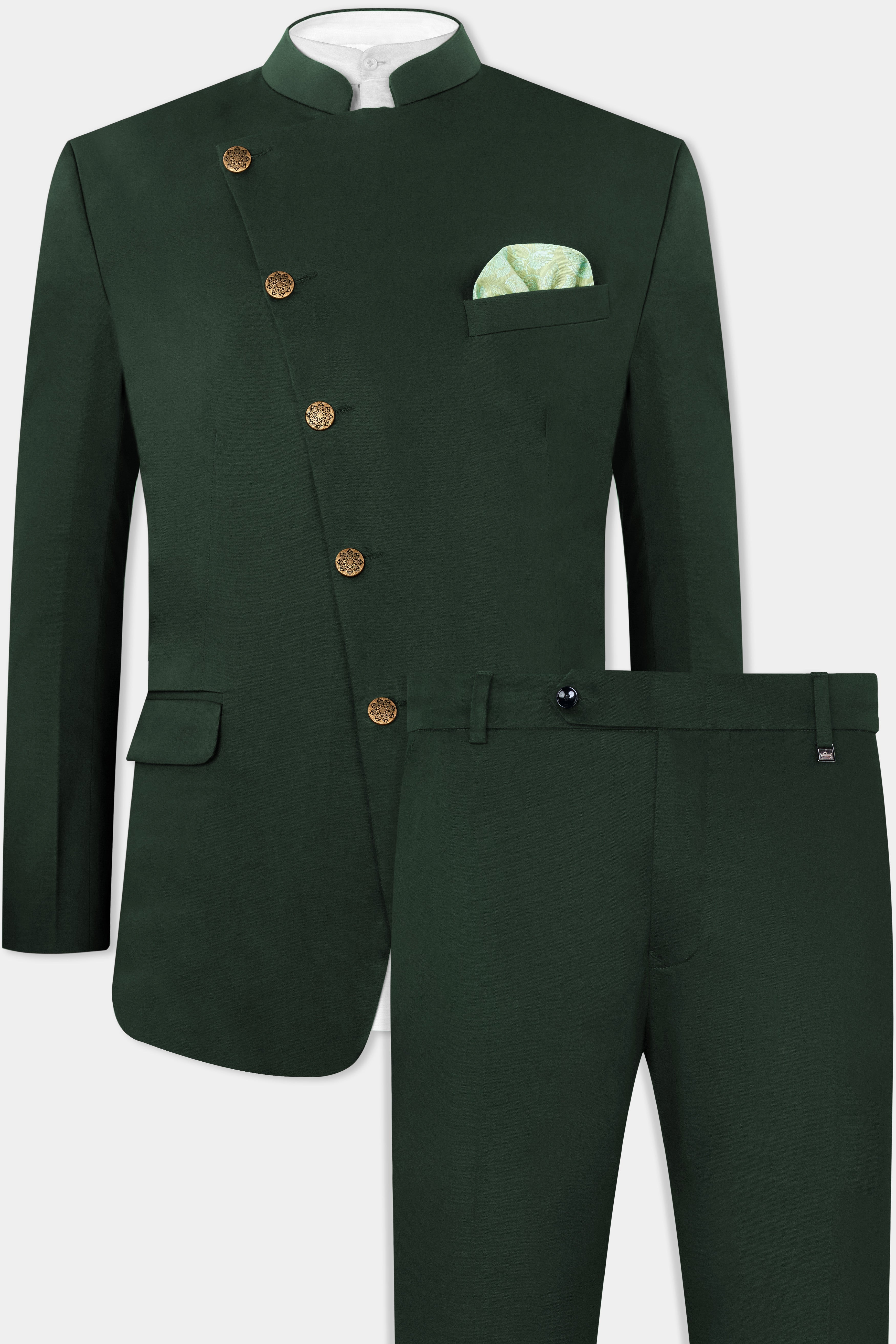 Heavy Metal Green Premium Cotton Cross Buttoned Bandhgala Stretchable Traveler Suit ST2777-CBG-36,ST2777-CBG-38,ST2777-CBG-40,ST2777-CBG-42,ST2777-CBG-44,ST2777-CBG-46,ST2777-CBG-48,ST2777-CBG-50,ST2777-CBG-52,ST2777-CBG-54,ST2777-CBG-56,ST2777-CBG-58,ST2777-CBG-60