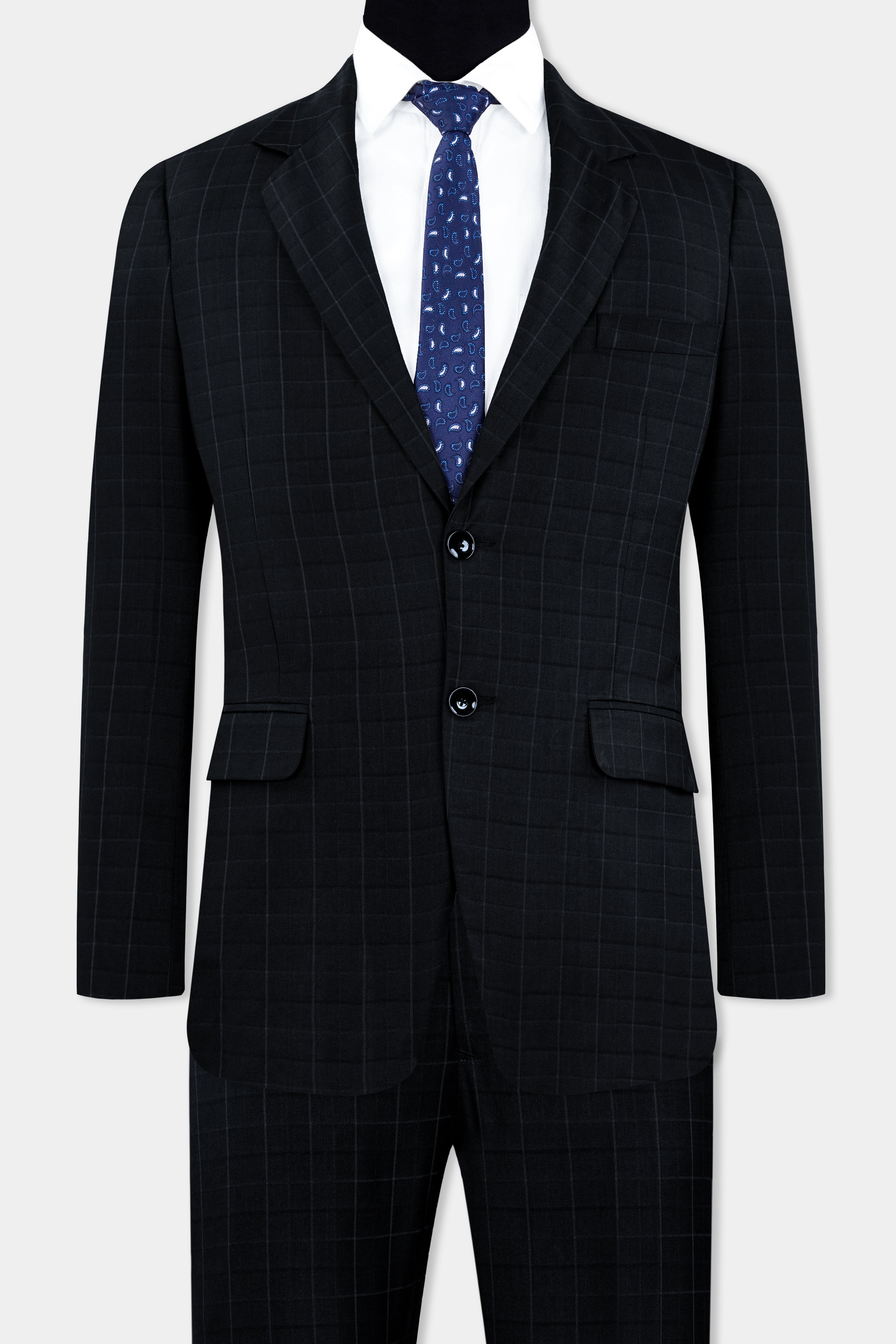 Jade Black Subtle Checkered Wool Rich Suit ST2909-SB-36,ST2909-SB-38,ST2909-SB-40,ST2909-SB-42,ST2909-SB-44,ST2909-SB-46,ST2909-SB-48,ST2909-SB-50,ST2909-SB-52,ST2909-SB-54,ST2909-SB-56,ST2909-SB-58,ST2909-SB-60