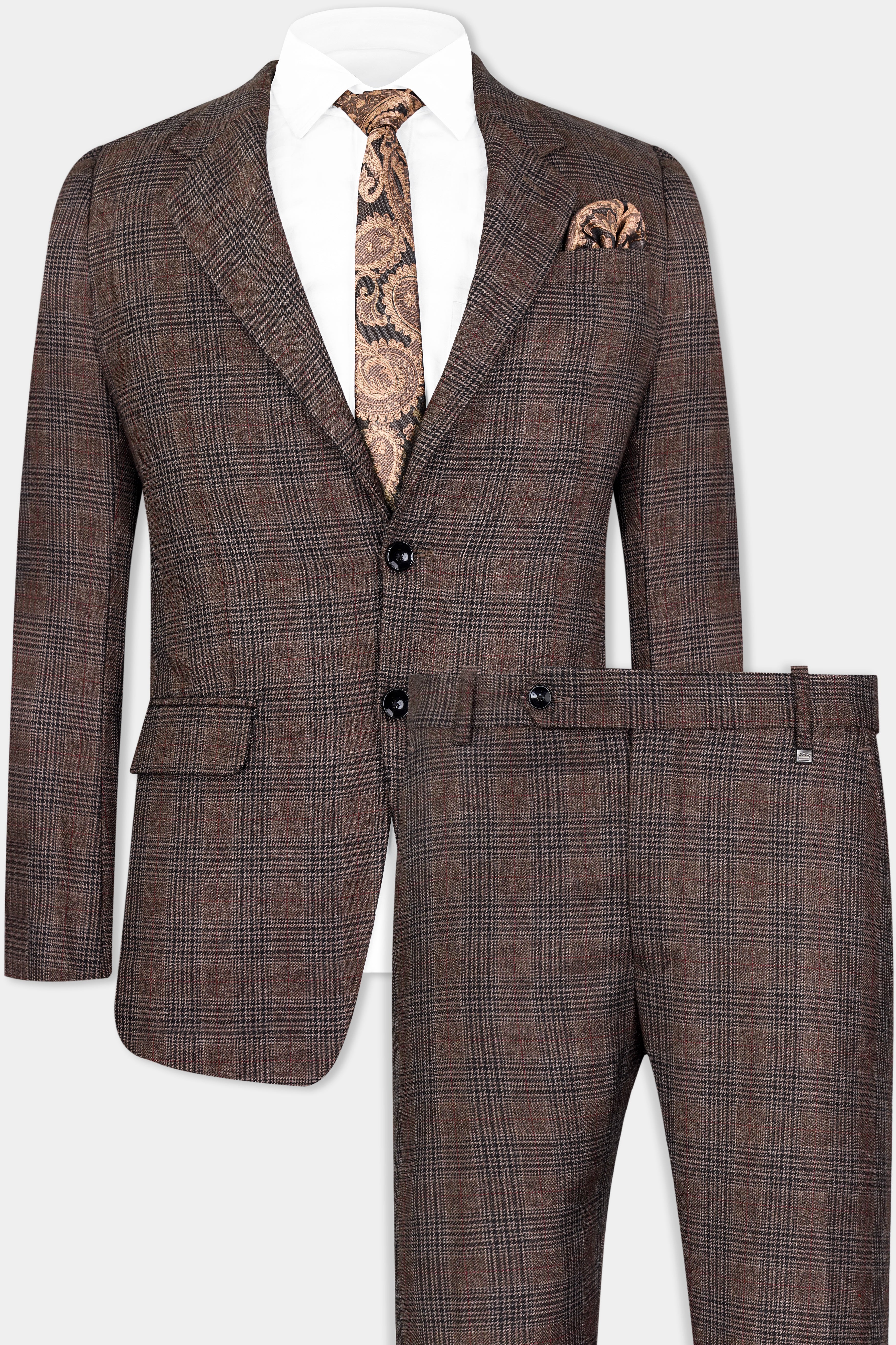 Ferra Brown with Kabul Brown Plaid Tweed Suit ST2915-SB-36,ST2915-SB-38,ST2915-SB-40,ST2915-SB-42,ST2915-SB-44,ST2915-SB-46,ST2915-SB-48,ST2915-SB-50,ST2915-SB-52,ST2915-SB-54,ST2915-SB-56,ST2915-SB-58,ST2915-SB-60