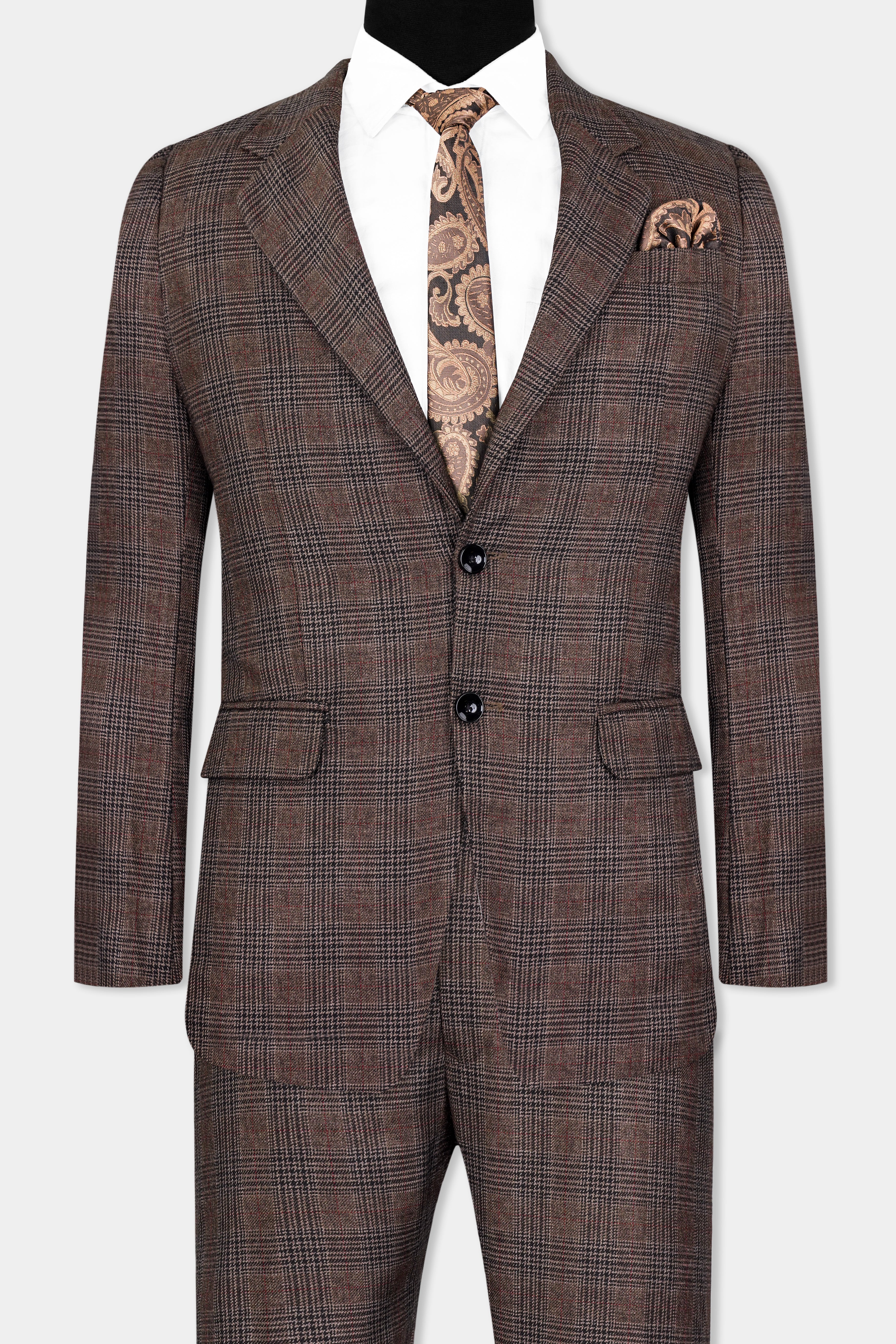 Ferra Brown with Kabul Brown Plaid Tweed Suit ST2915-SB-36,ST2915-SB-38,ST2915-SB-40,ST2915-SB-42,ST2915-SB-44,ST2915-SB-46,ST2915-SB-48,ST2915-SB-50,ST2915-SB-52,ST2915-SB-54,ST2915-SB-56,ST2915-SB-58,ST2915-SB-60