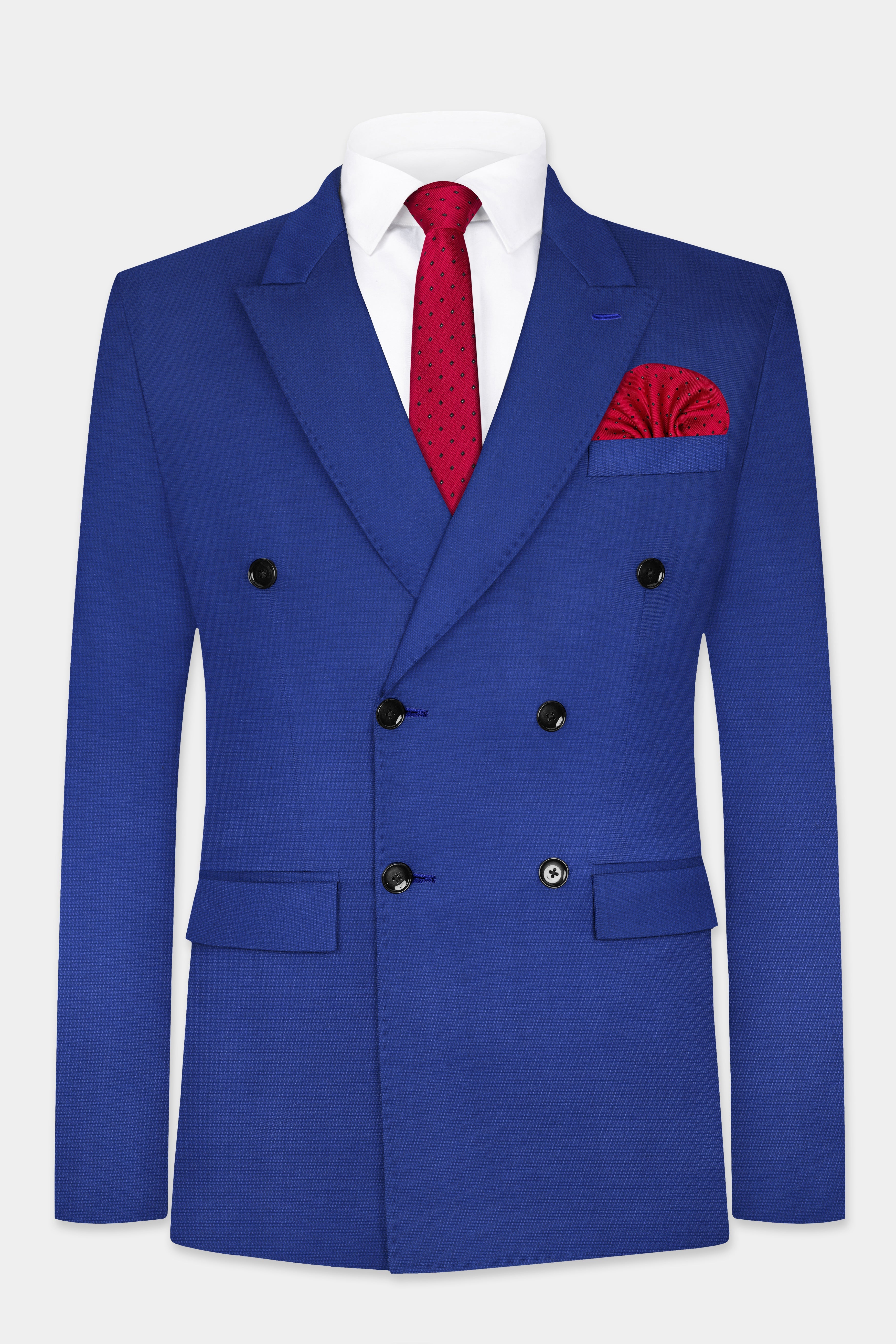 Catalina Blue Double-Breasted Wool Blend Suit