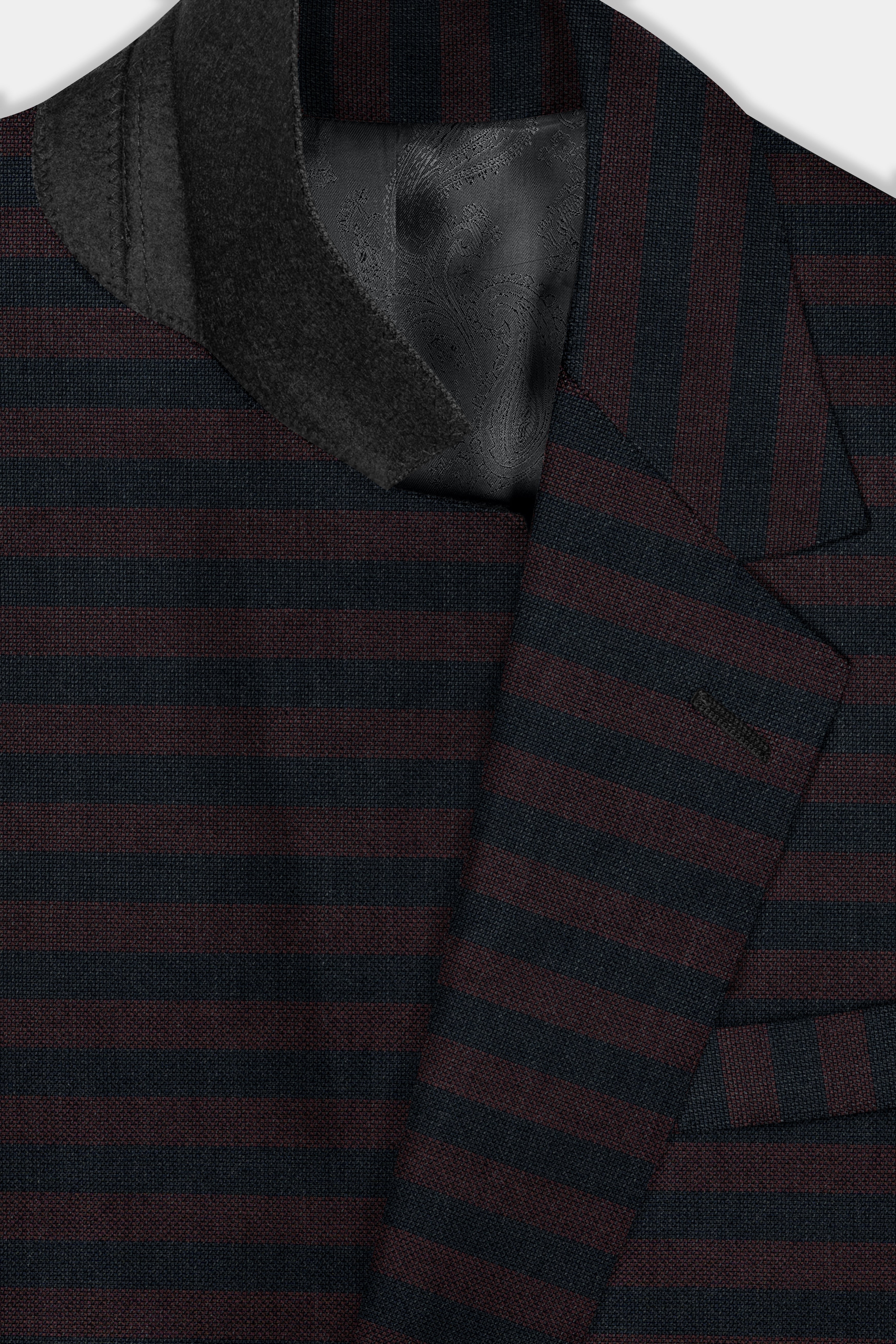 Jade Black with Shark Brown Striped Wool Blend Suit