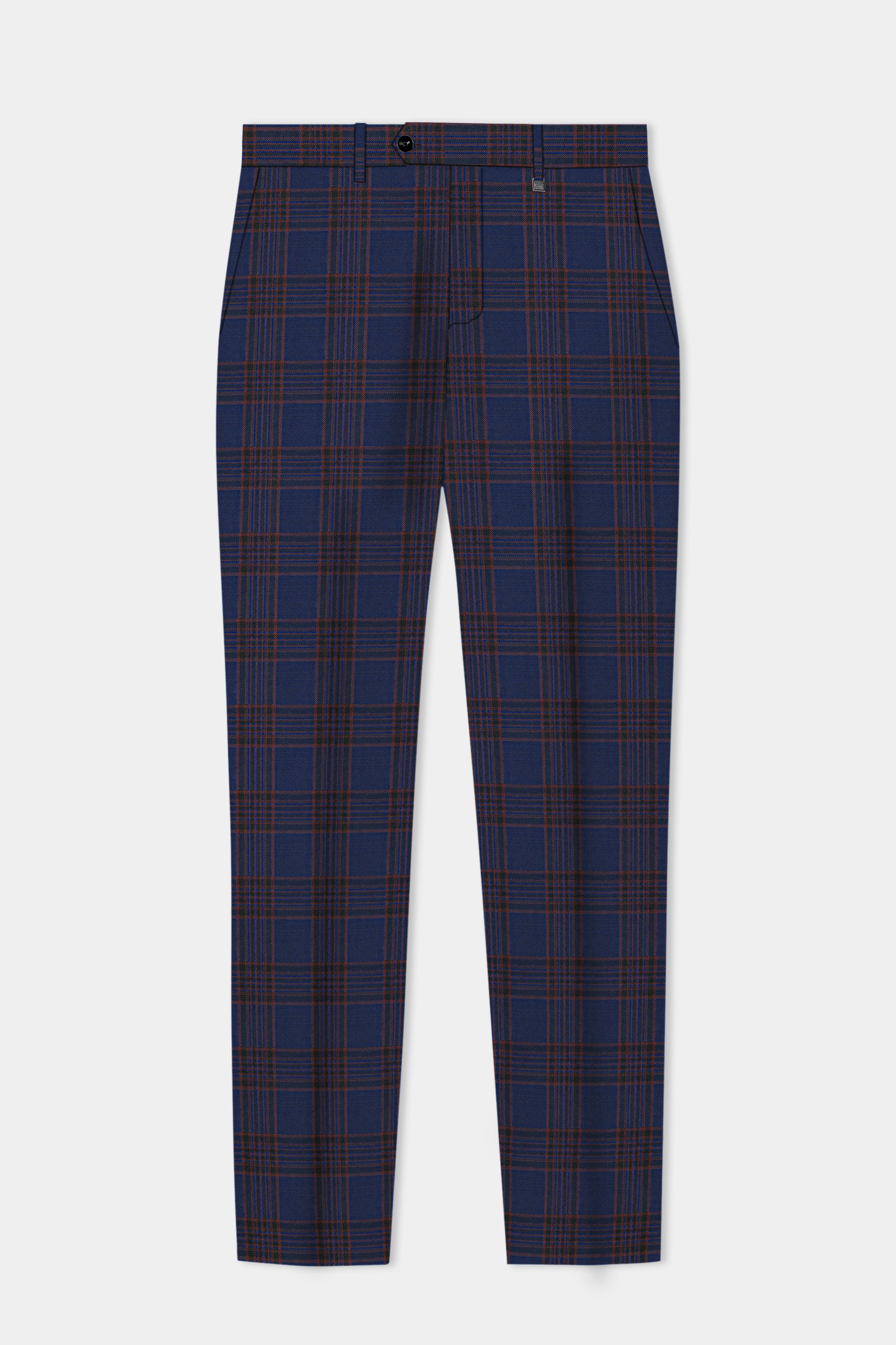 Bunting Blue with Livid Brown Plaid Wool Blend Suit