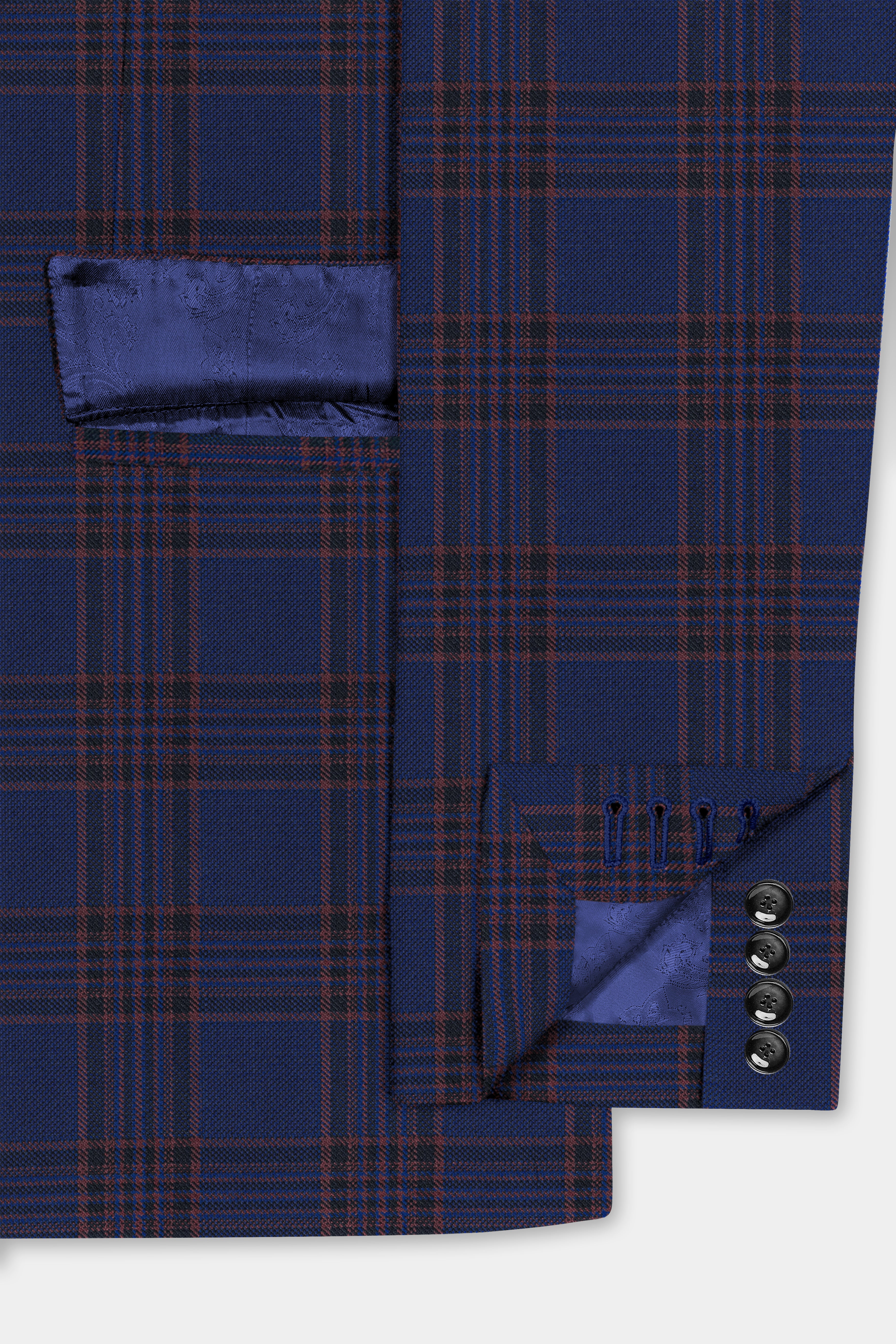 Bunting Blue with Livid Brown Plaid Wool Blend Suit