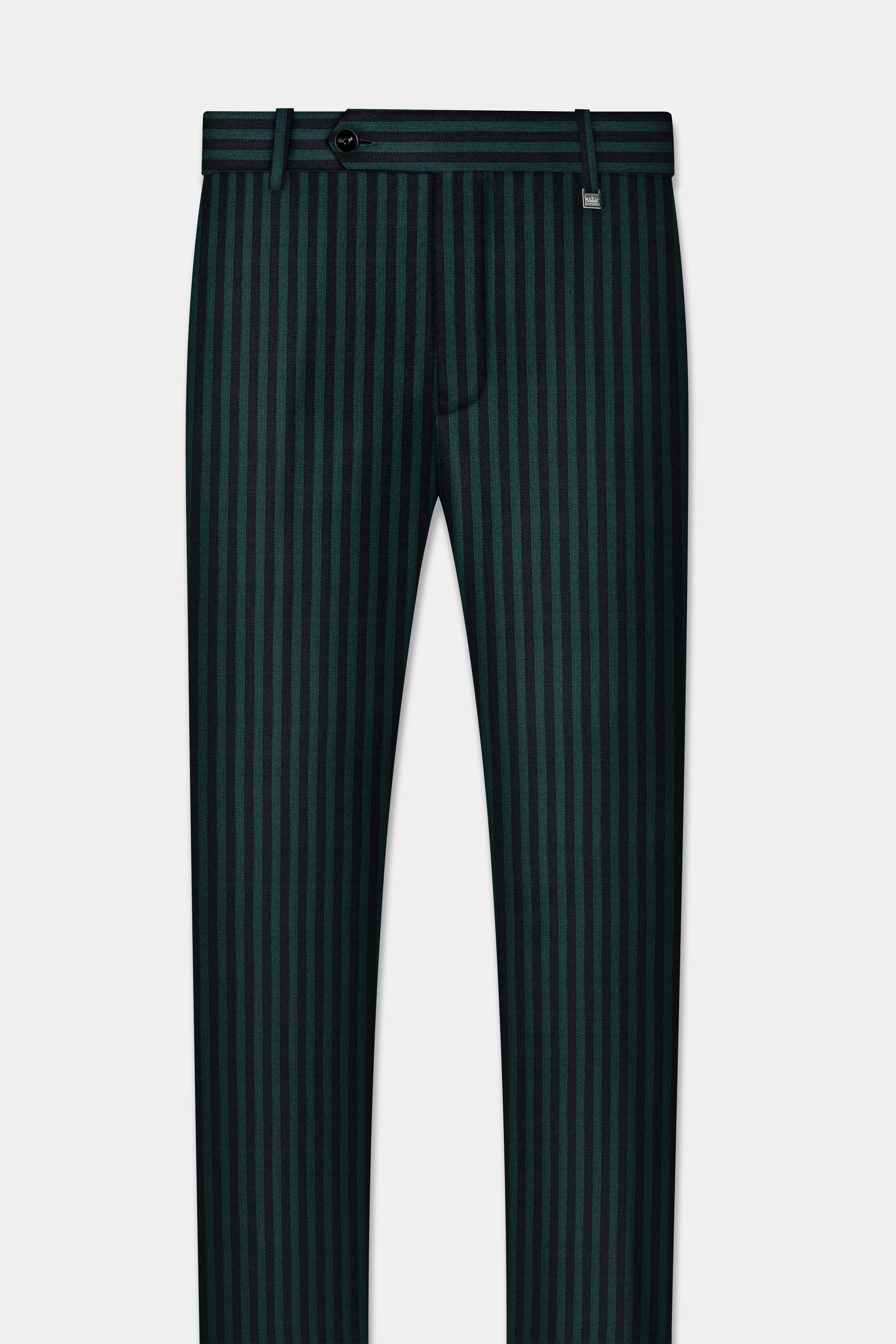 Celtic Green with Black Striped Wool Blend Suit