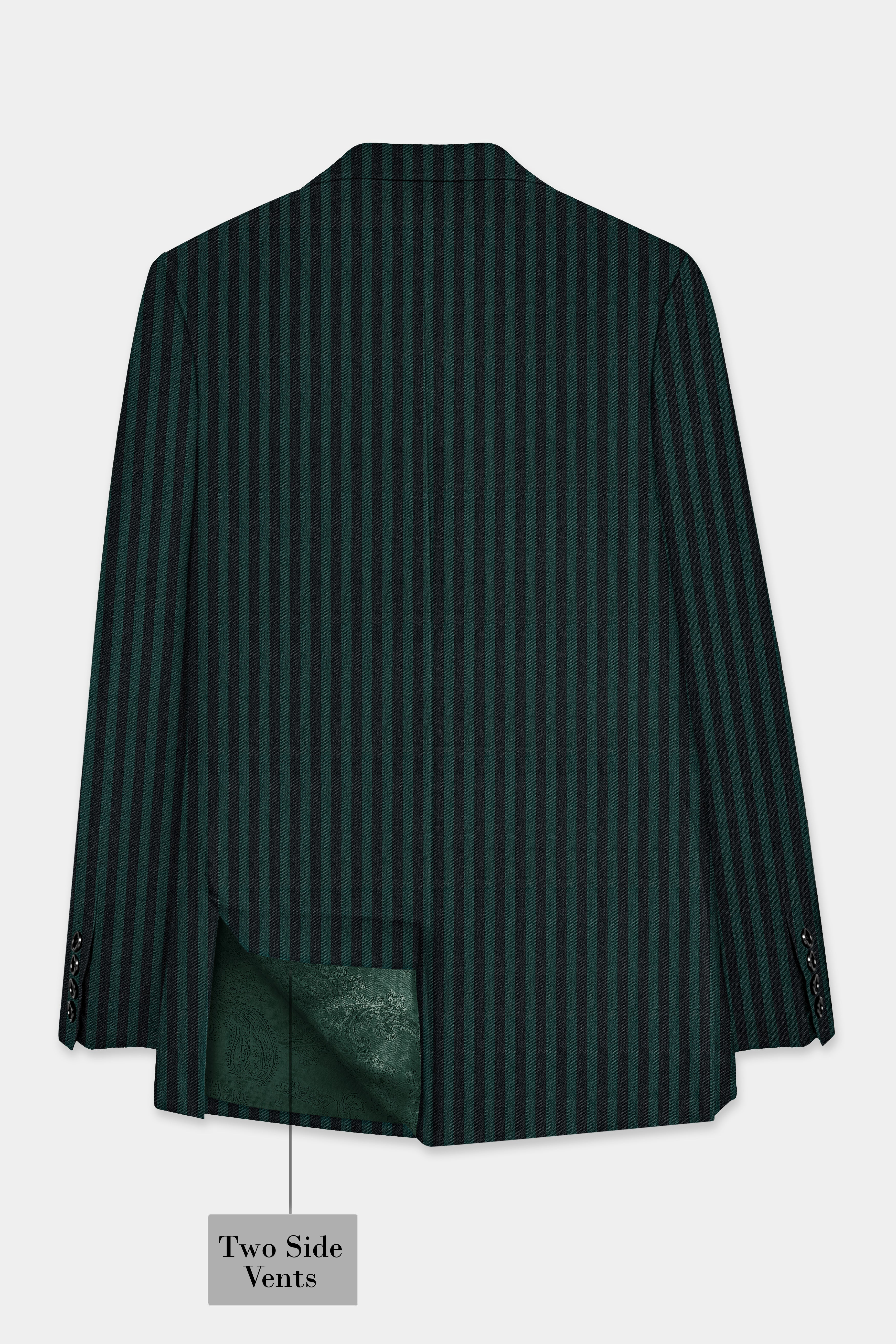 Celtic Green with Black Striped Wool Blend Suit